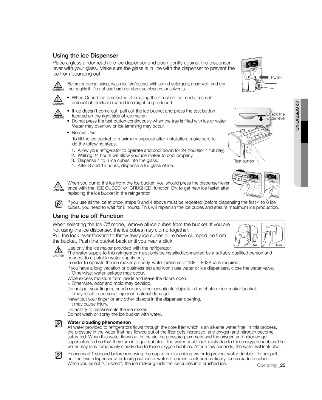 Samsung RFG238AA, RFG237AA user manual Using the ice Dispenser, Using the ice off Function 