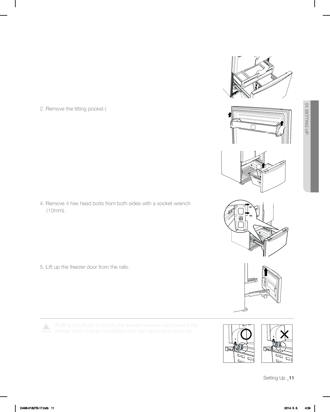 Samsung RFG237AABP, RFG237AARS, RFG237AAWP user manual Disassemble the Freezer Drawer 