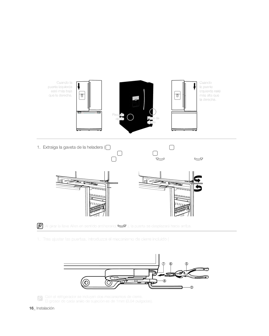 Samsung RFG237AARS, RFG237AAWP, RFG237AABP user manual Realización DE Ajustes Menores Entre Puertass 