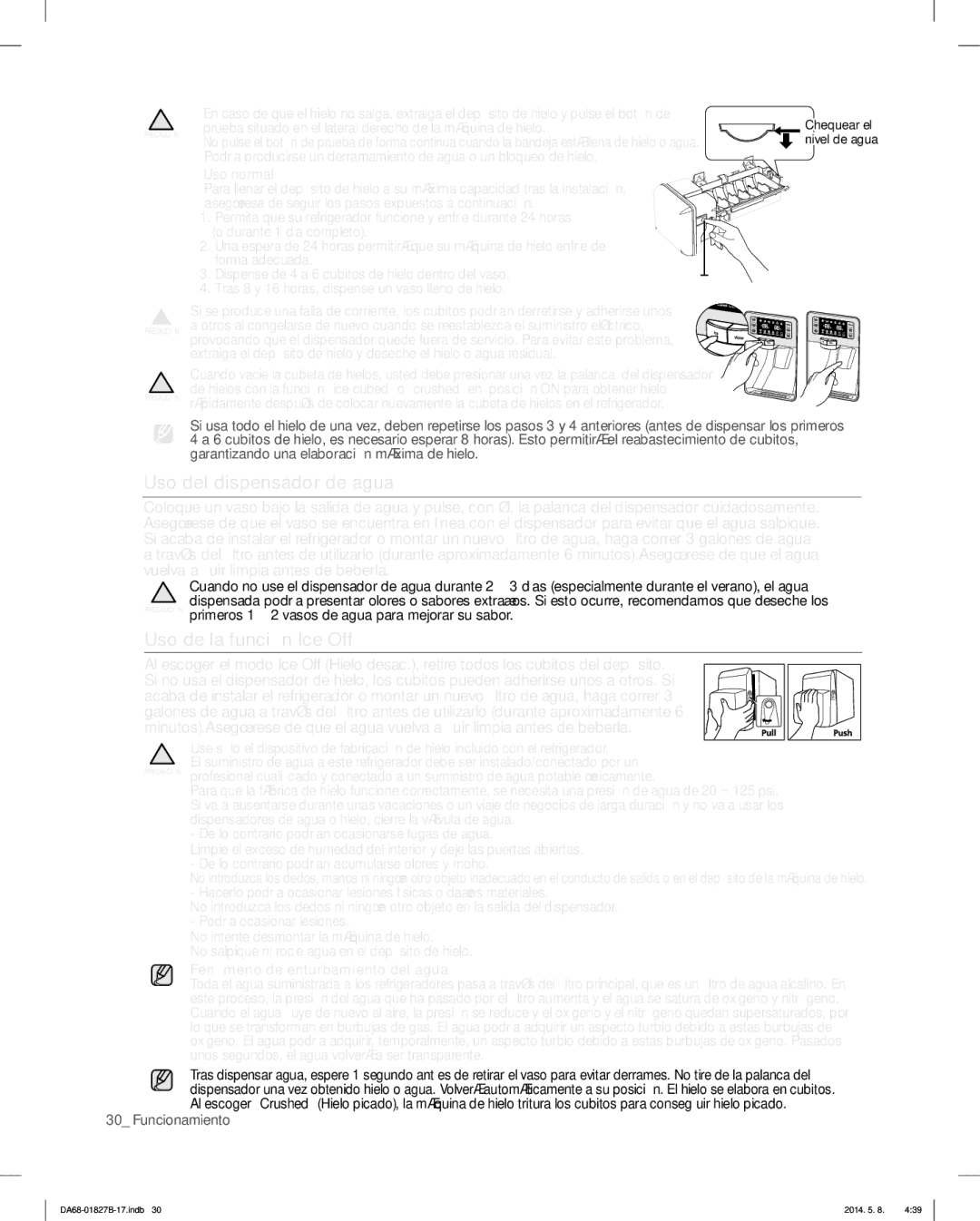 Samsung RFG237AABP, RFG237AARS, RFG237AAWP user manual Precaución 