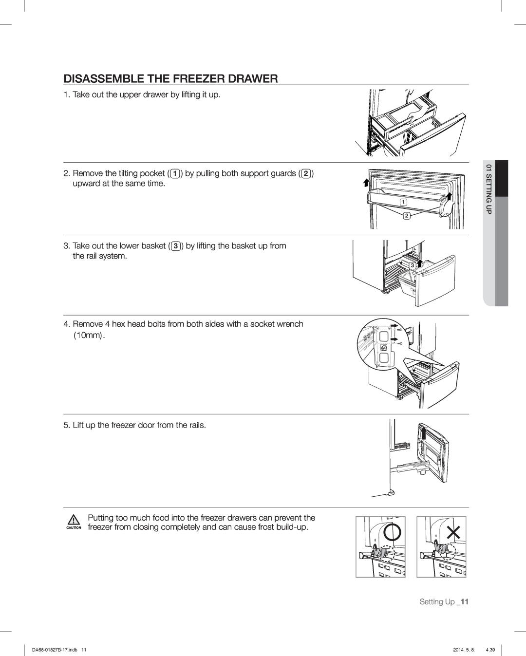 Samsung RFG237AABP, RFG237AARS, RFG237AAWP user manual Disassemble The Freezer Drawer 