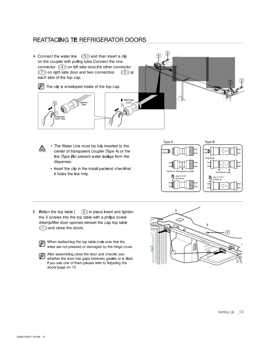 Samsung RFG237AARS user manual Dispenser Insert the clip in the install pack and check that 