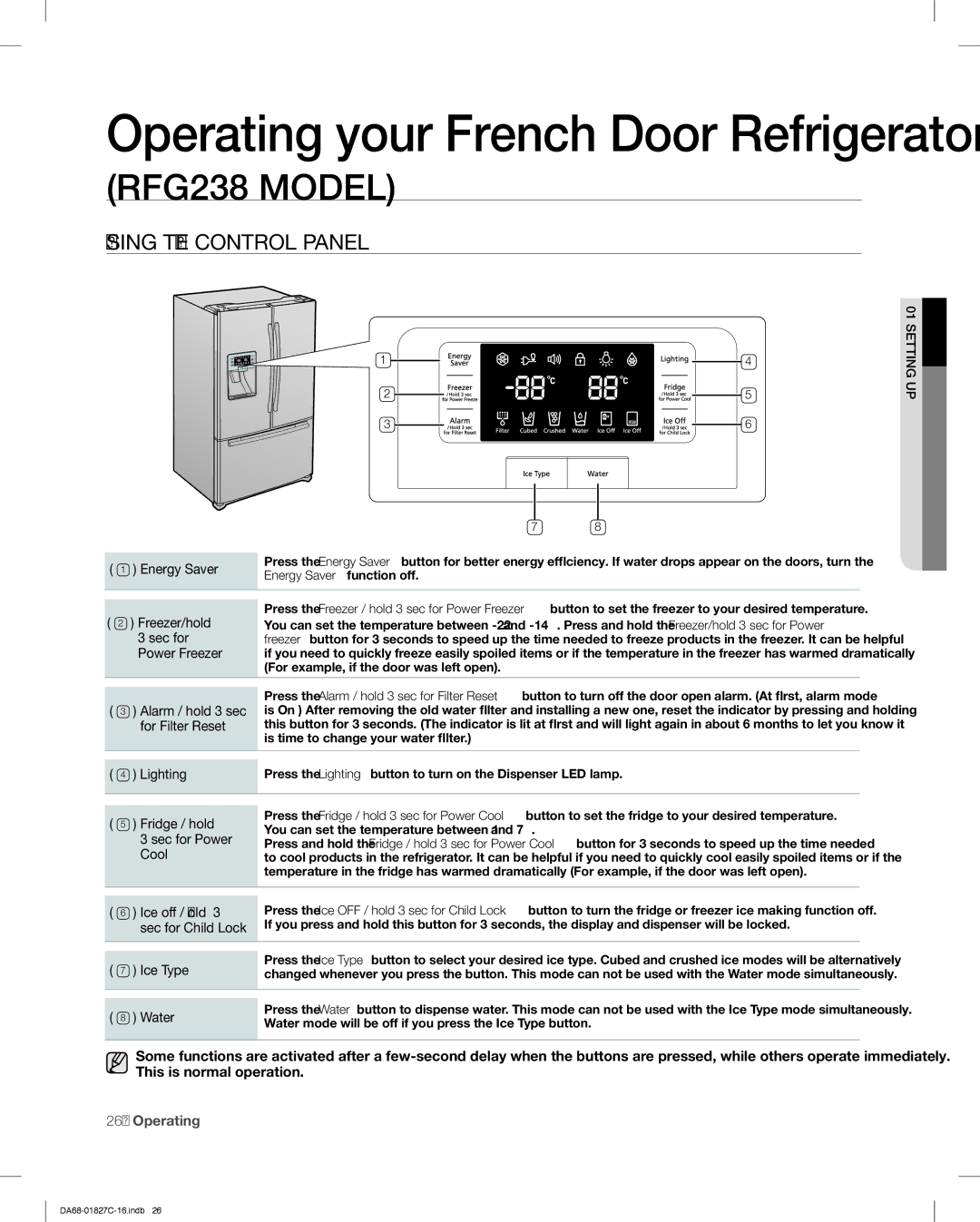 Samsung RFG237AARS user manual RFG238 Model 