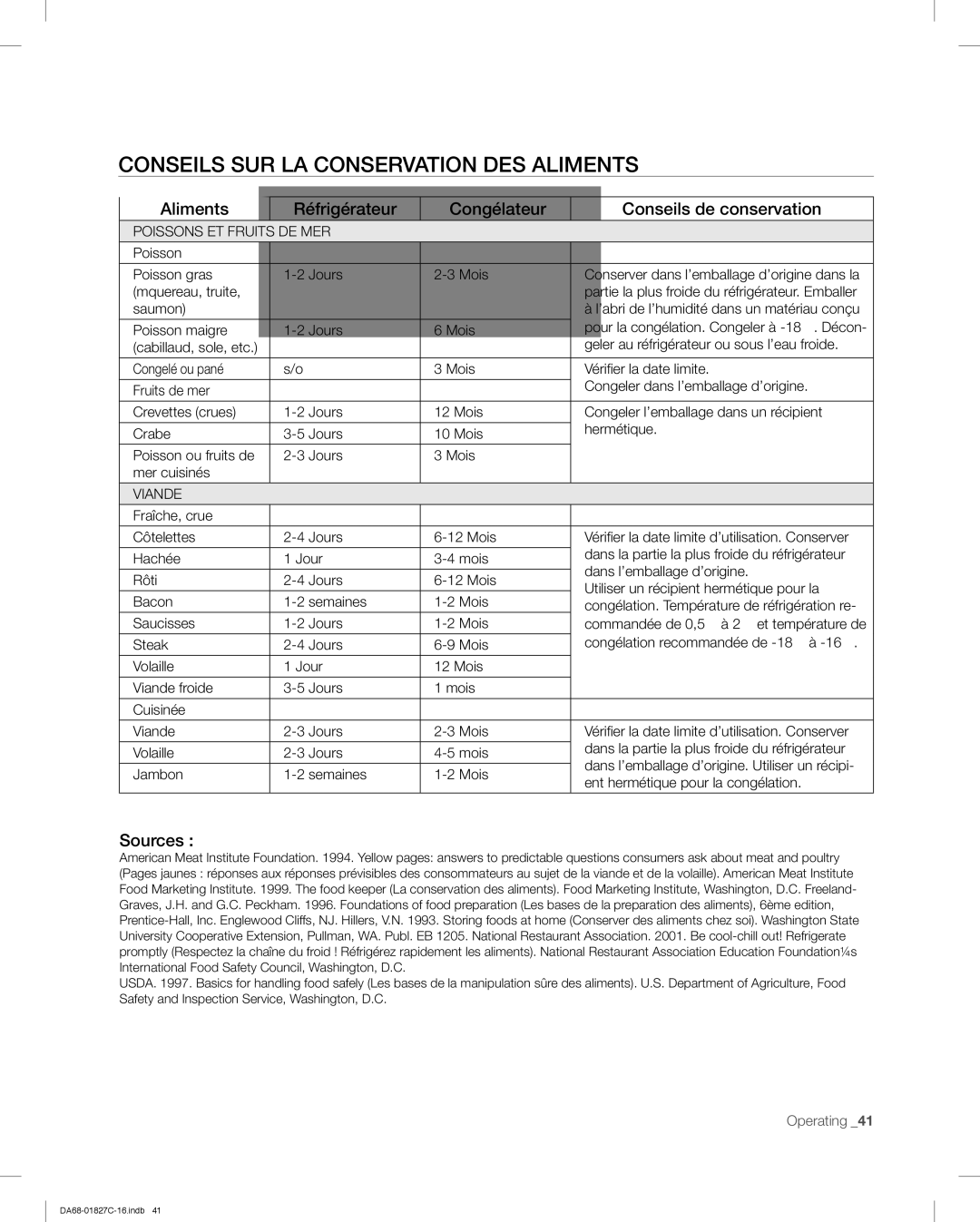 Samsung RFG237AARS user manual Poissons ET Fruits DE MER 