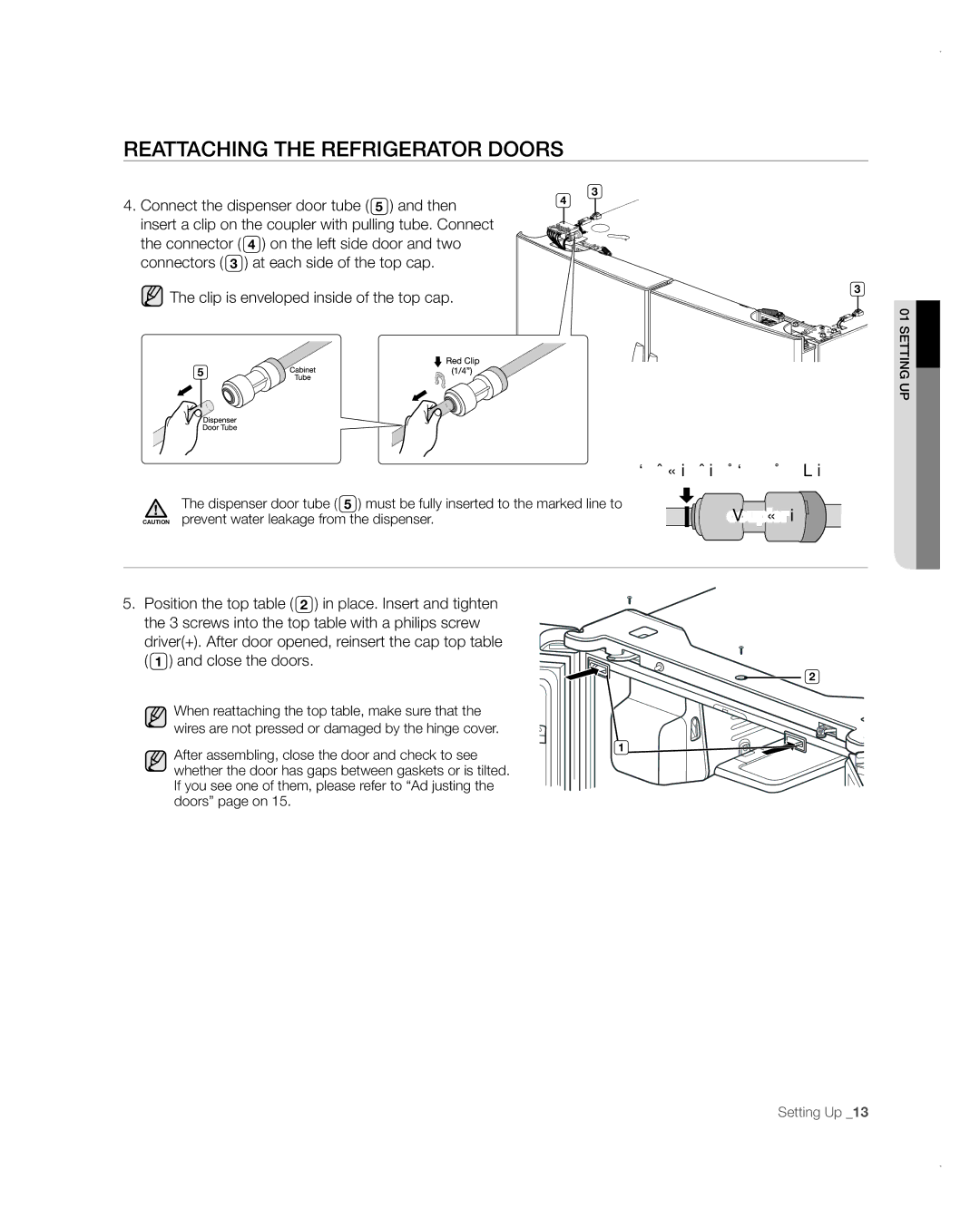 Samsung RFG237AARS user manual Dispenser door tube 