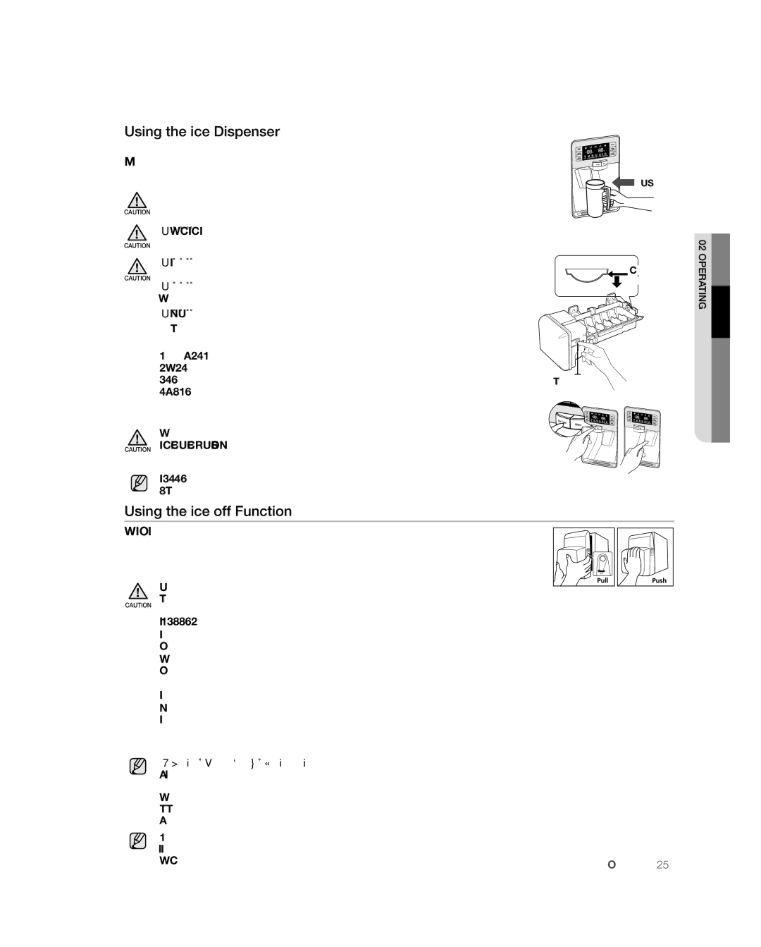 Samsung RFG237AARS user manual Using the ice Dispenser, Using the ice off Function 