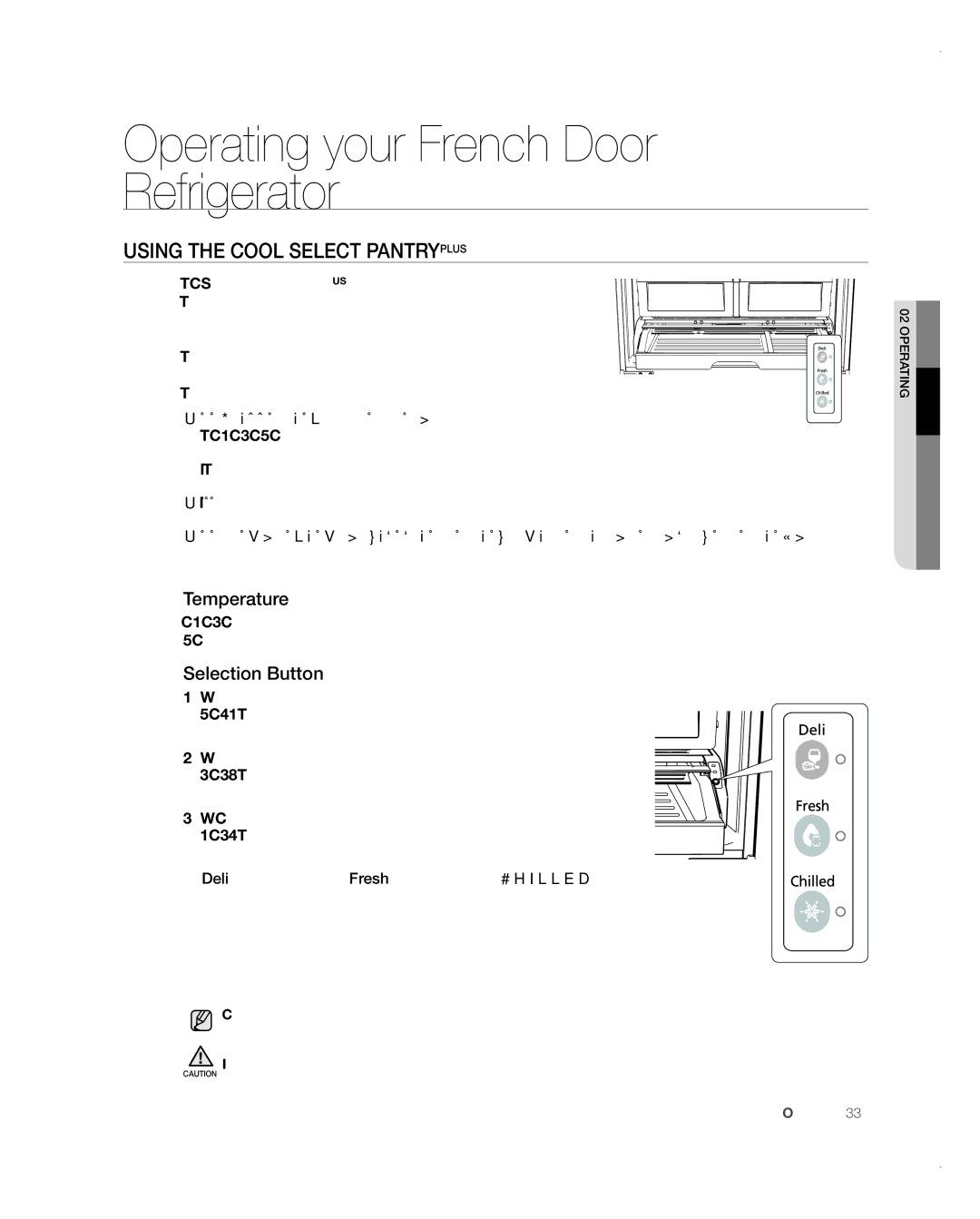 Samsung RFG237AARS user manual Using the Cool Select Pantryplus, Temperature, Selection Button 