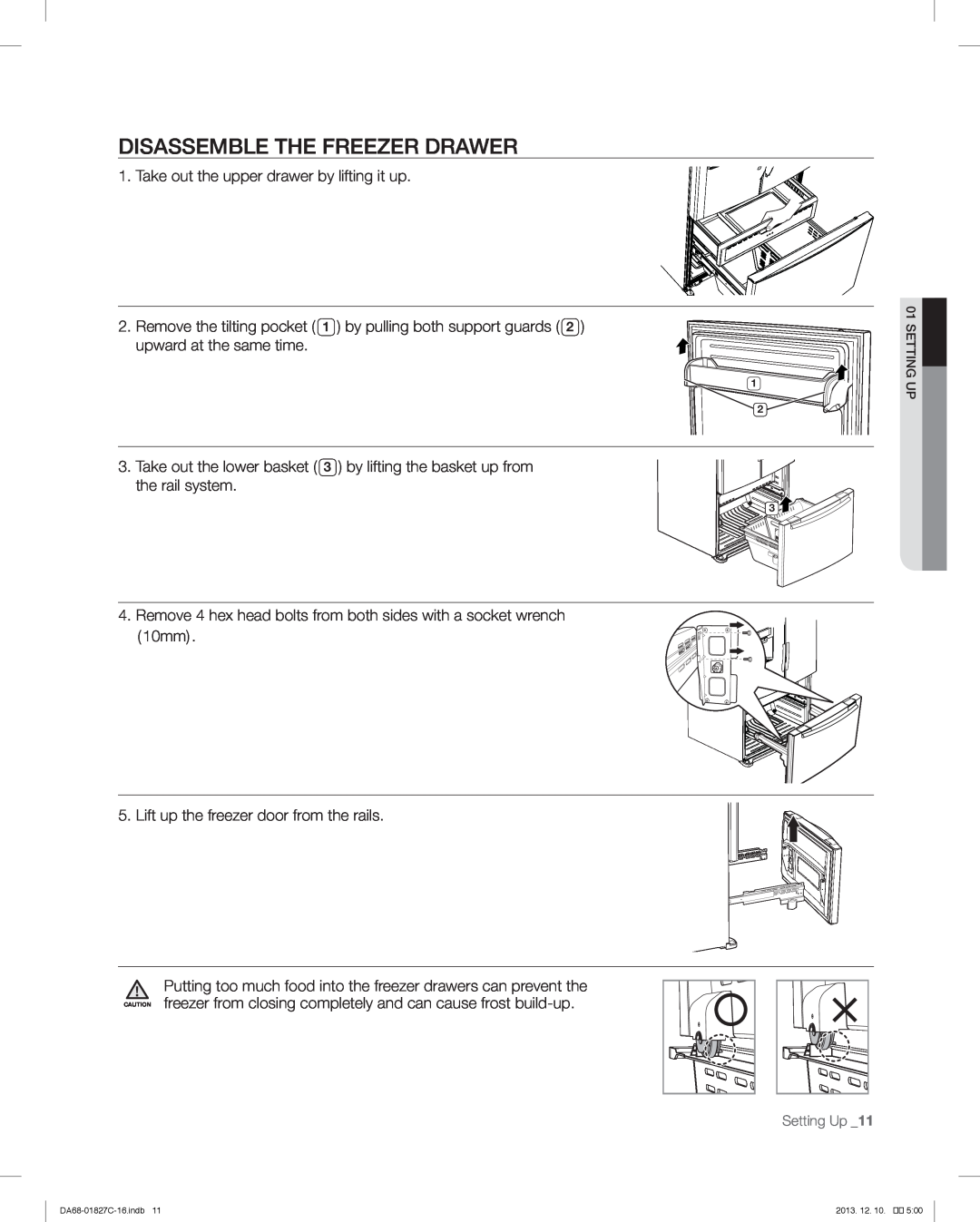 Samsung RFG237AARS user manual Disassemble The Freezer Drawer 