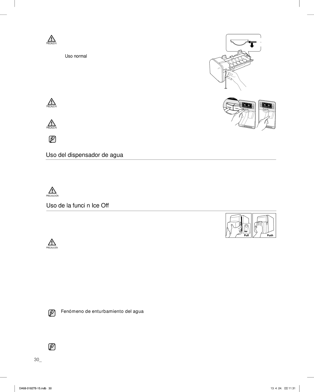 Samsung RFG237AAWP, RFG237AABP user manual Uso del dispensador de agua 