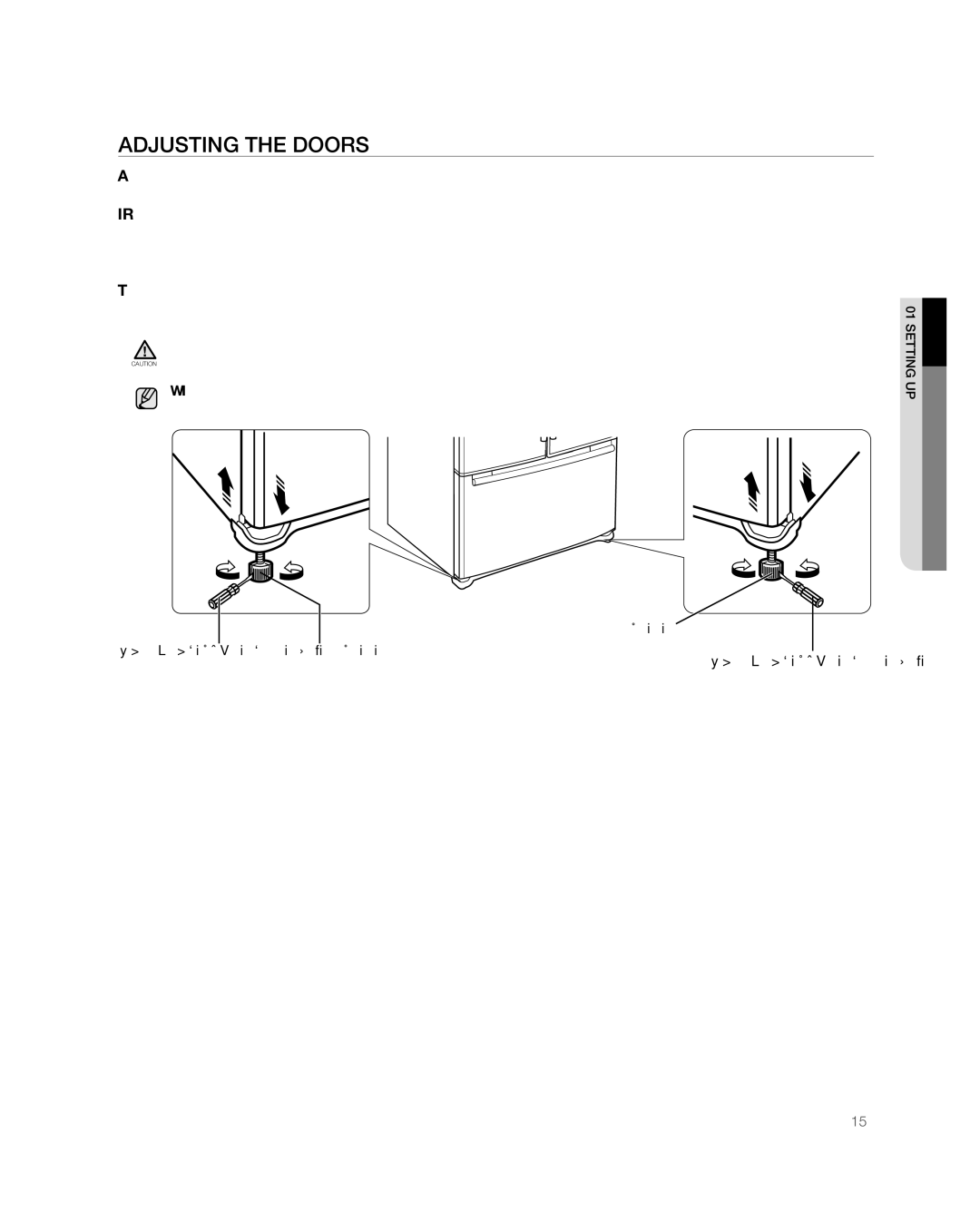 Samsung RFG238AARS, RFG237 user manual ADJustinG tHE DooRs 