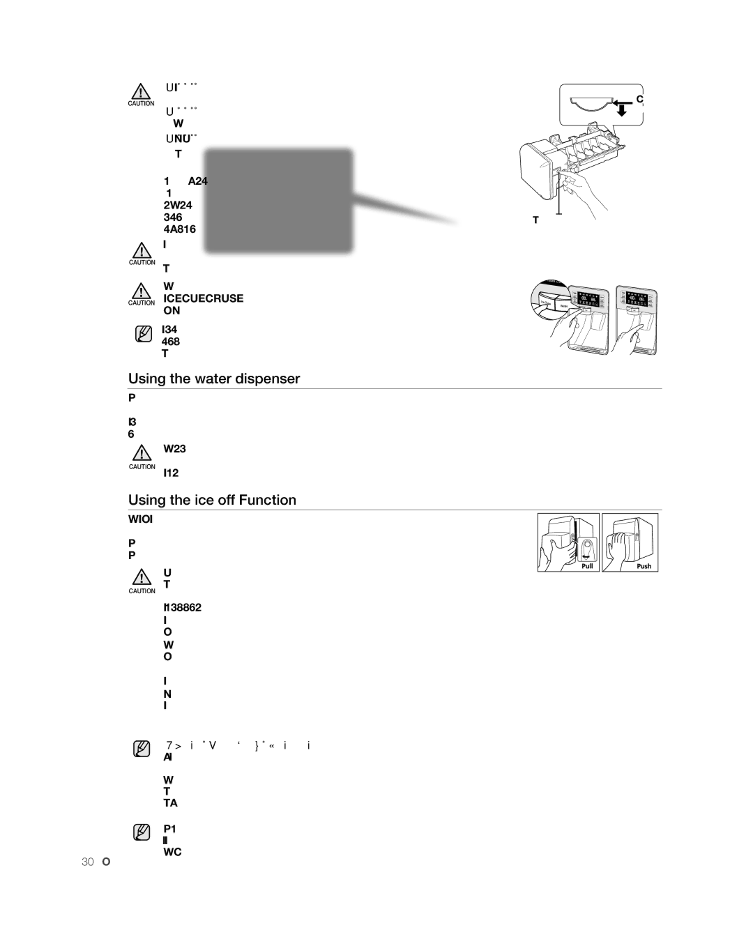 Samsung RFG238AARS, RFG237 user manual Check Water level Test button 