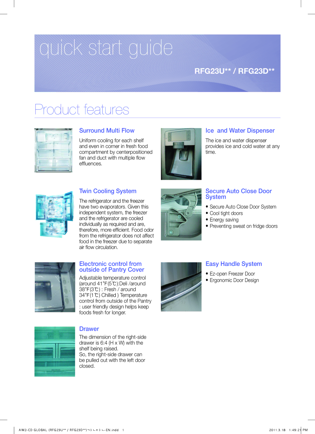 Samsung RFG28MEPN1/SML, RFG23UERS1/XEO manual Quick start guide 