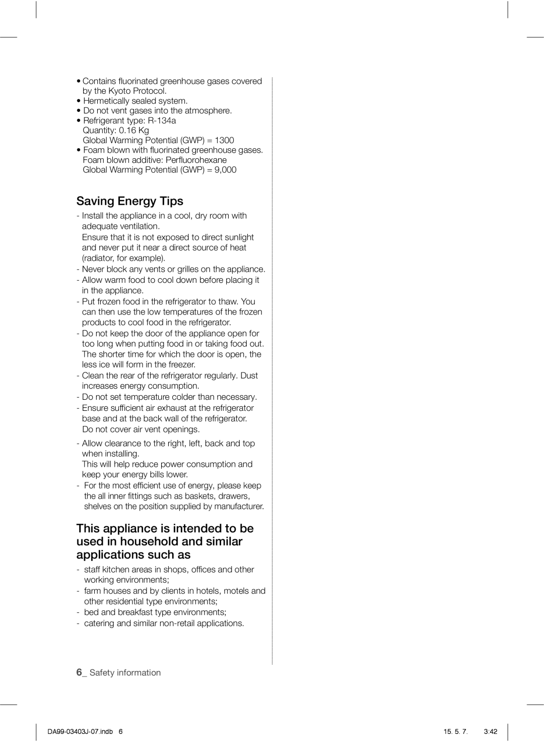 Samsung RFG23UEPN1/SML manual Saving Energy Tips 