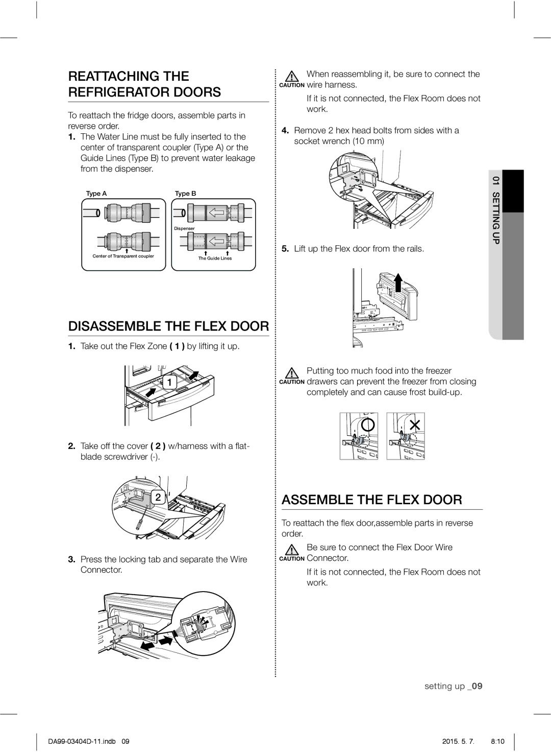 Samsung RFG28MERS1/HAC manual Disassemble the Flex Door, Assemble the Flex Door, Type a Type B 