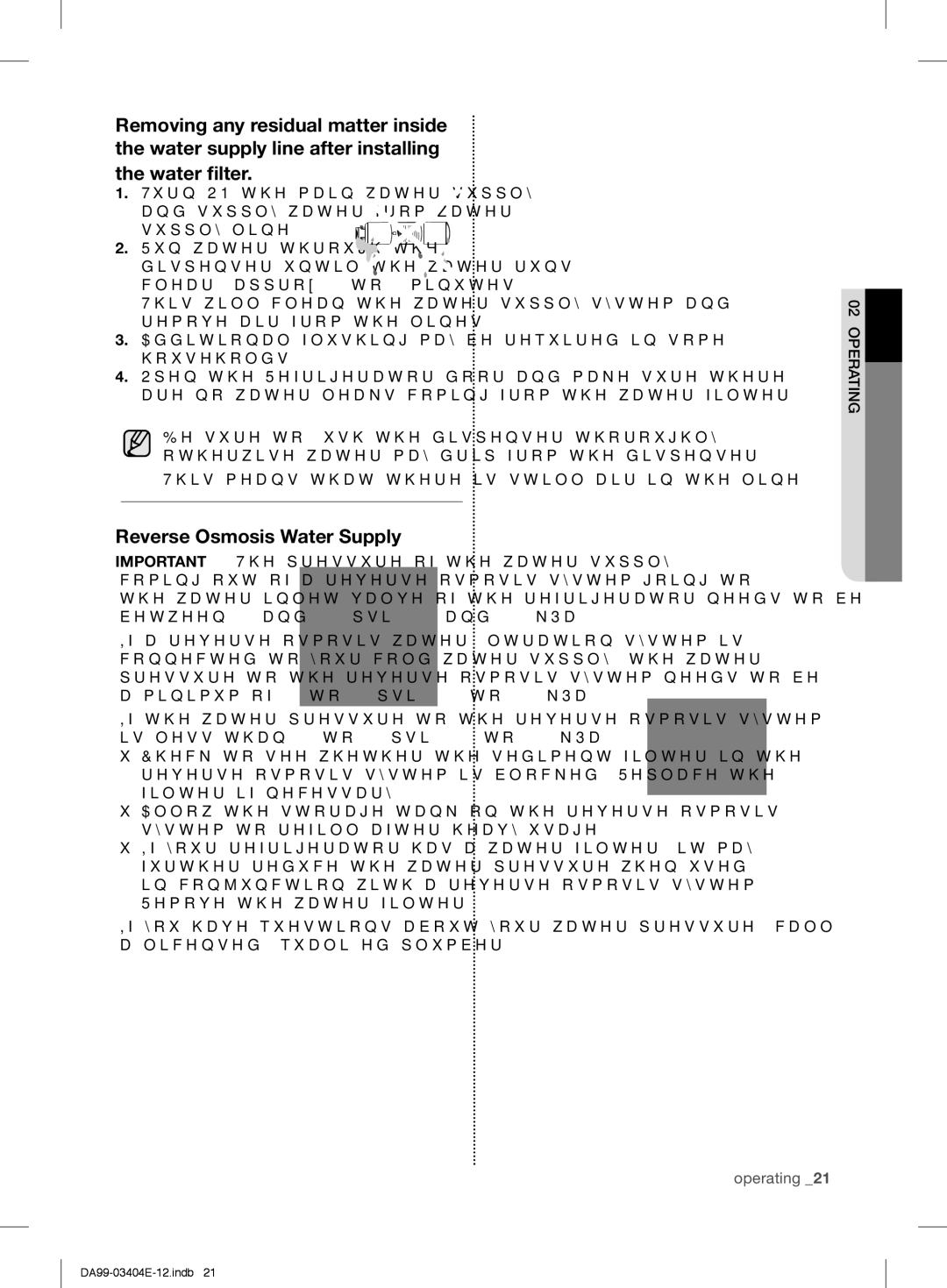 Samsung RFG28MESL1/XSG manual Reverse Osmosis Water Supply, This means that there is still air in the line 