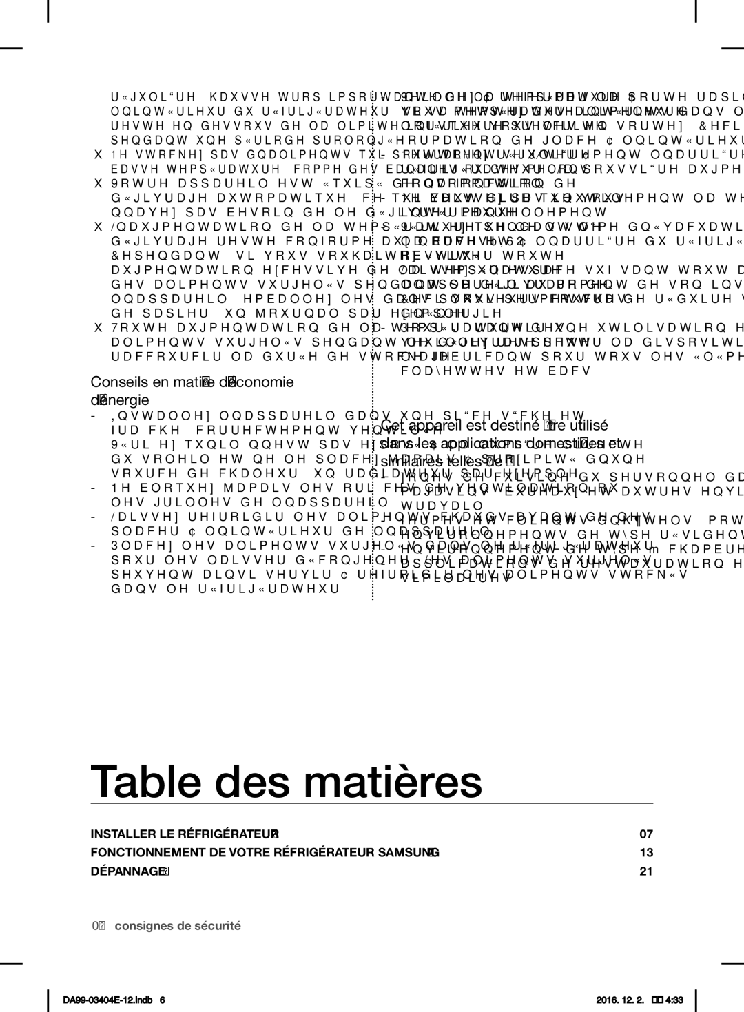 Samsung RFG28MESL1/XSG manual Table des matières, Conseils en matière d’économie d’énergie 