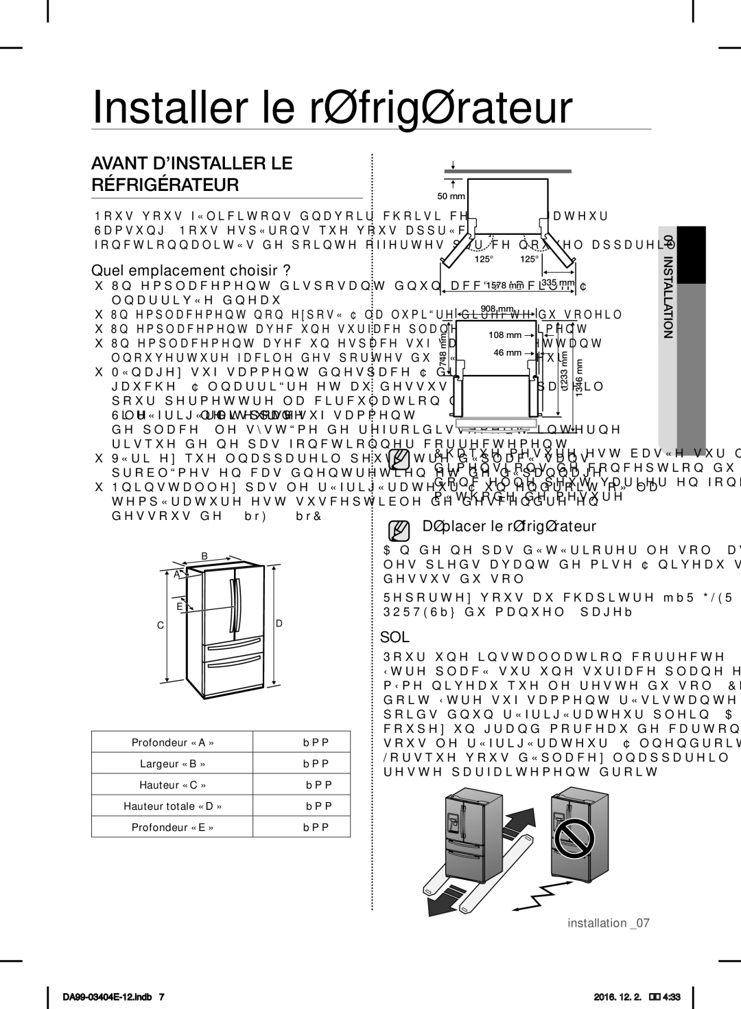 Samsung RFG28MESL1/XSG manual Installer le réfrigérateur, Avant D’INSTALLER LE Réfrigérateur, Quel emplacement choisir ? 