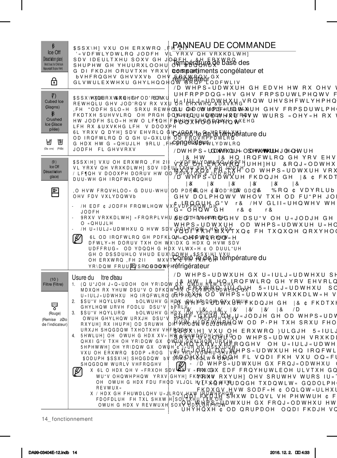 Samsung RFG28MESL1/XSG manual Contrôle de la température du congélateur, Contrôle de la température du réfrigérateur 