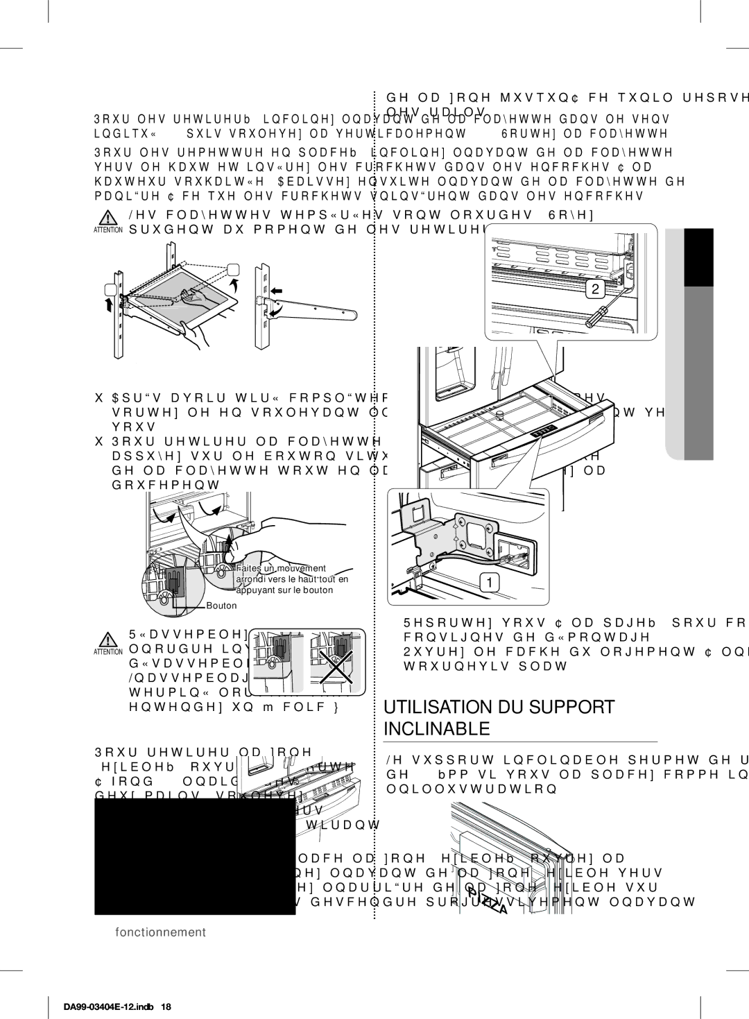 Samsung RFG28MESL1/XSG Utilisation DU Support Inclinable, Clayettes en verre tempérées, Zone flexible, Réassemblez dans 