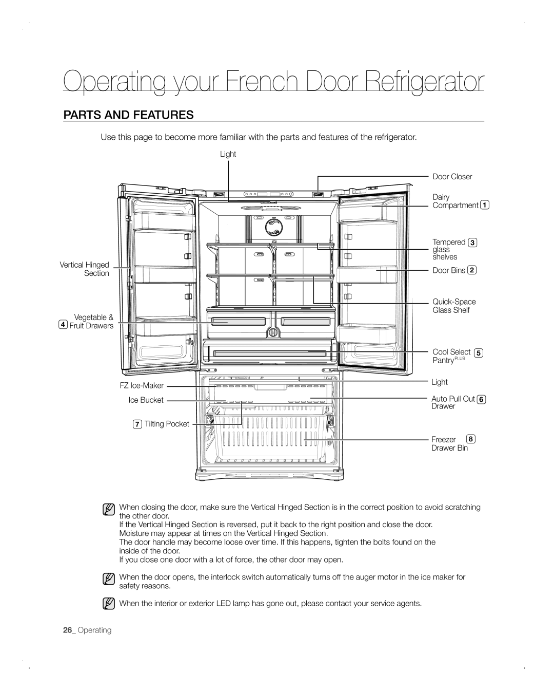 Samsung RFG293HABP user manual Parts and Features 