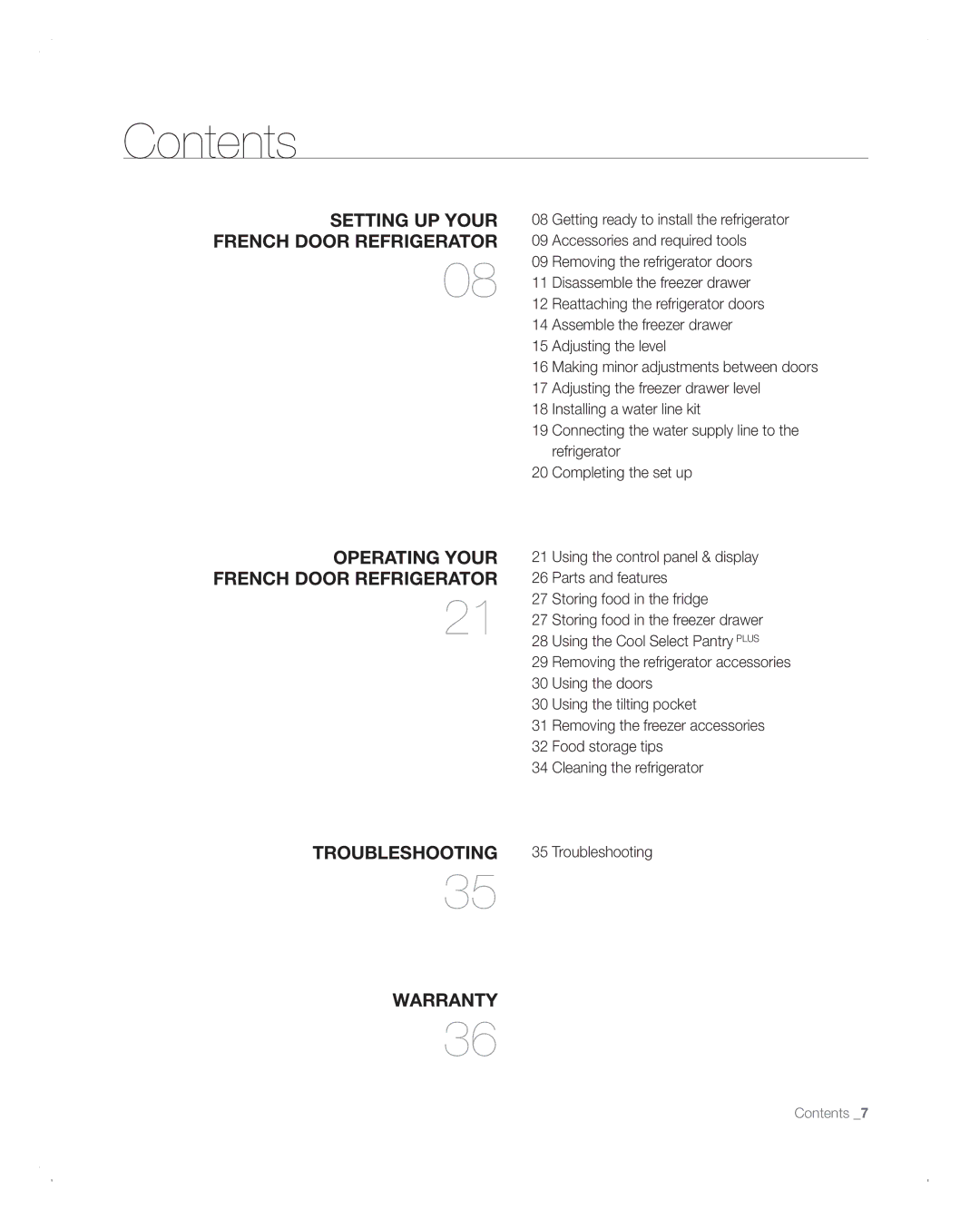 Samsung RFG293HABP user manual Contents 