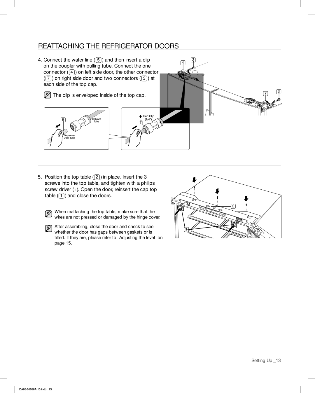 Samsung RFG293HAWP, RFG293HARS user manual Close the doors 