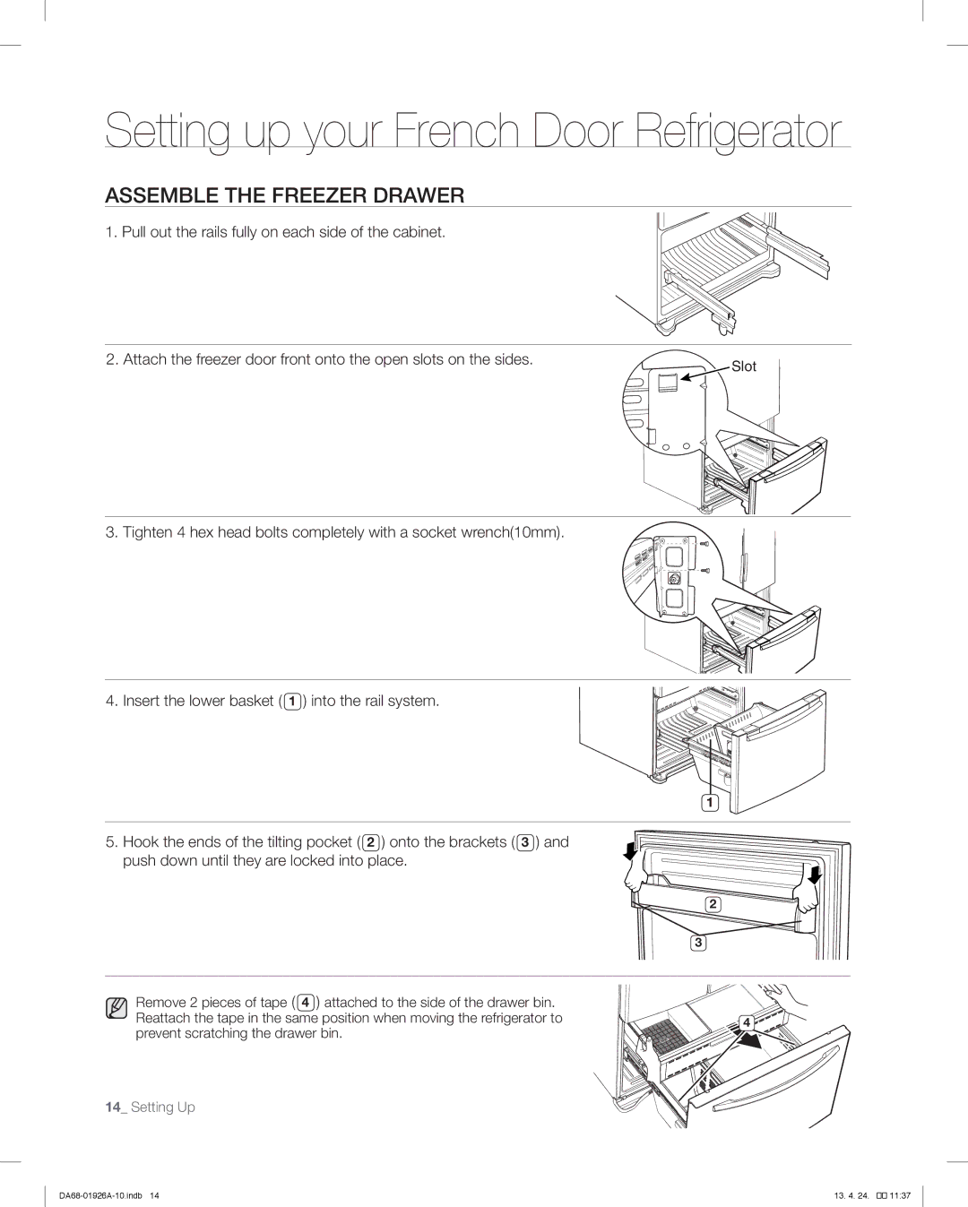 Samsung RFG293HARS, RFG293HAWP user manual Assemble the Freezer Drawer 