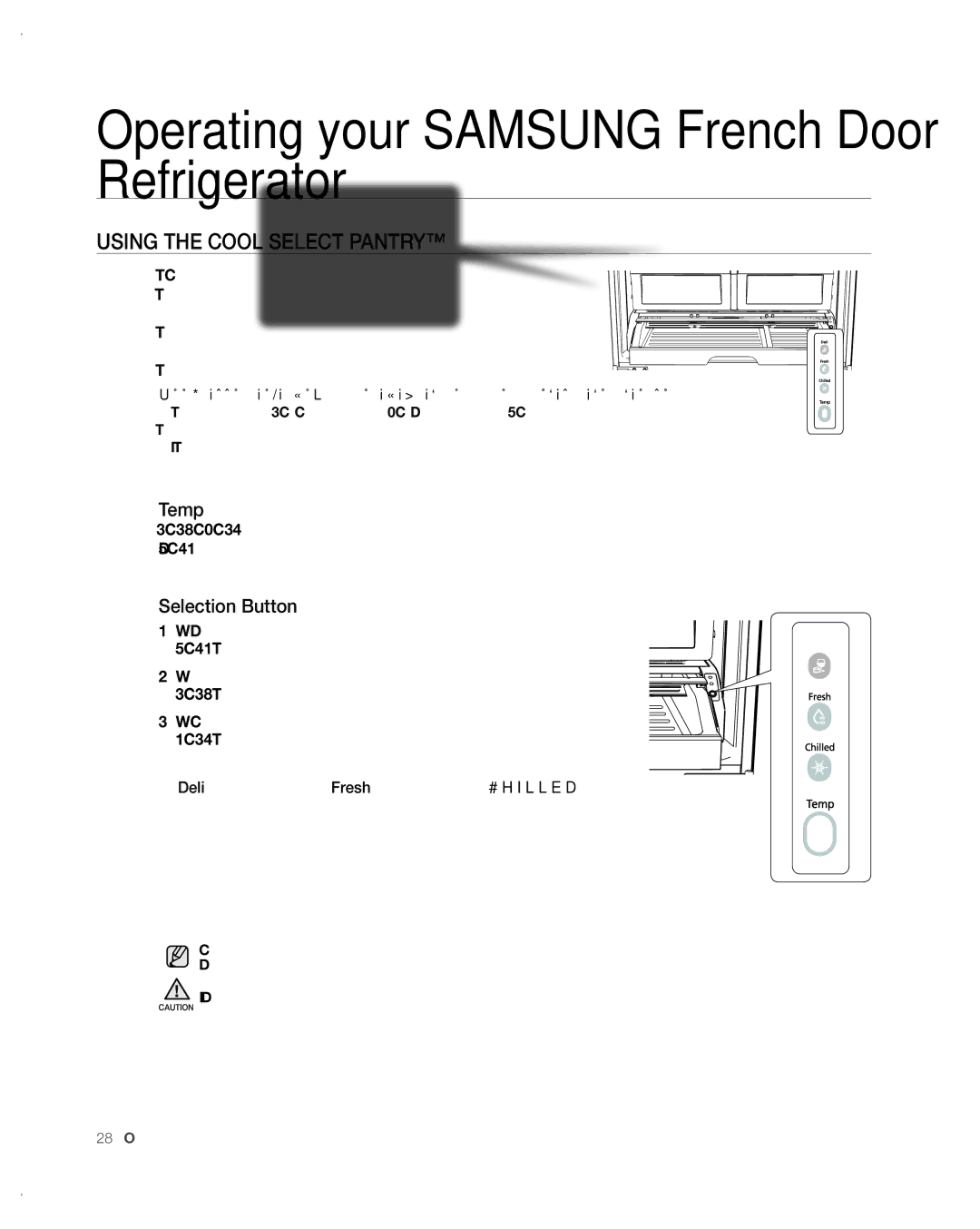 Samsung RFG297AA user manual Using the Cool Select Pantry, Temp, Selection Button 