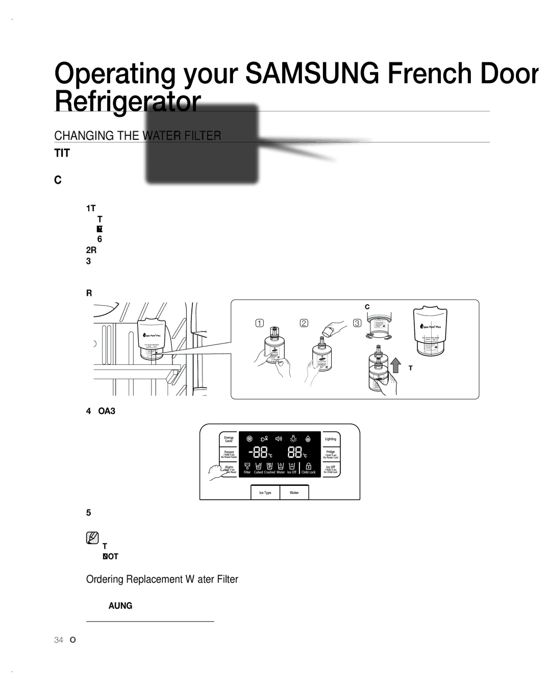 Samsung RFG297AA user manual CHAnGinG tHE wAtER FiLtER, Ordering Replacement Water Filter 