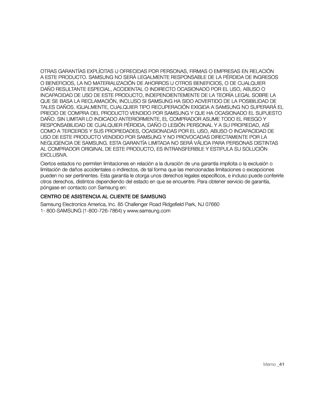 Samsung RFG297AARS user manual Centro De Asistencia Al Cliente De Samsung 