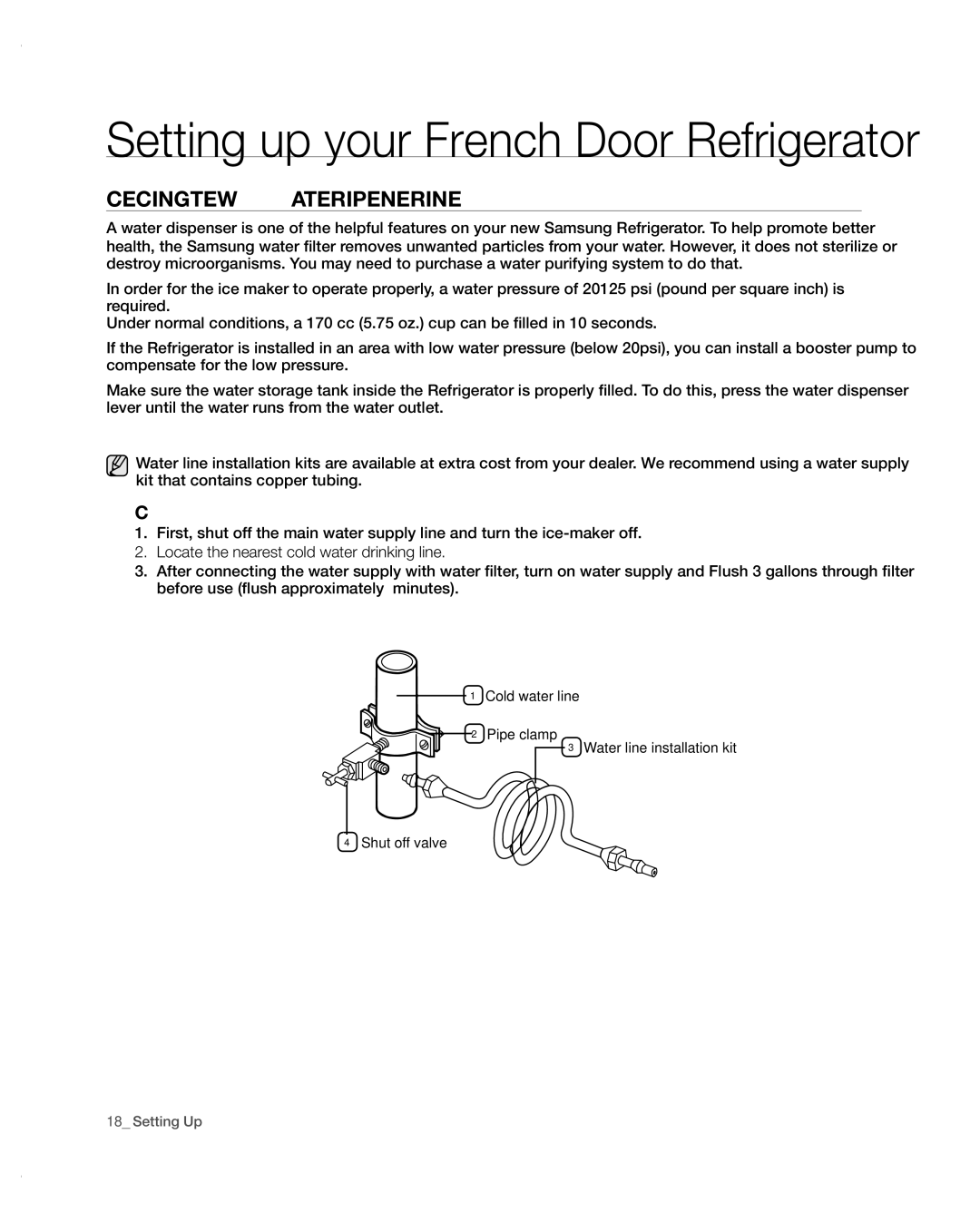 Samsung RFG297AARS/XAA user manual CHECKinG tHE wAtER DisPEnsER LinE, Connecting to the water supply line 