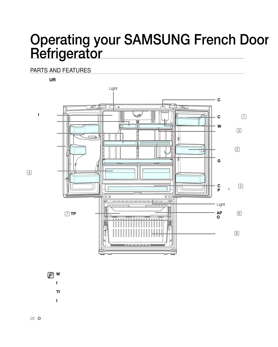 Samsung RFG297AARS/XAA user manual Parts and Features, Freezer 8 Drawer Bin 