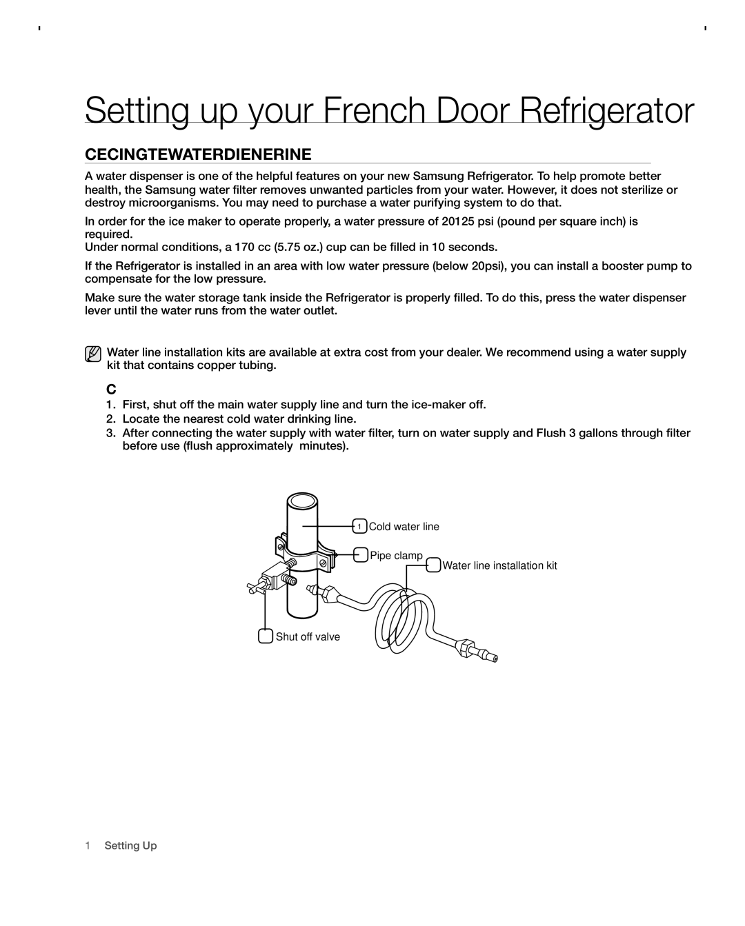 Samsung RFG297ACBP user manual CHECKinG tHE wAtER DisPEnsER LinE, Connecting to the water supply line 