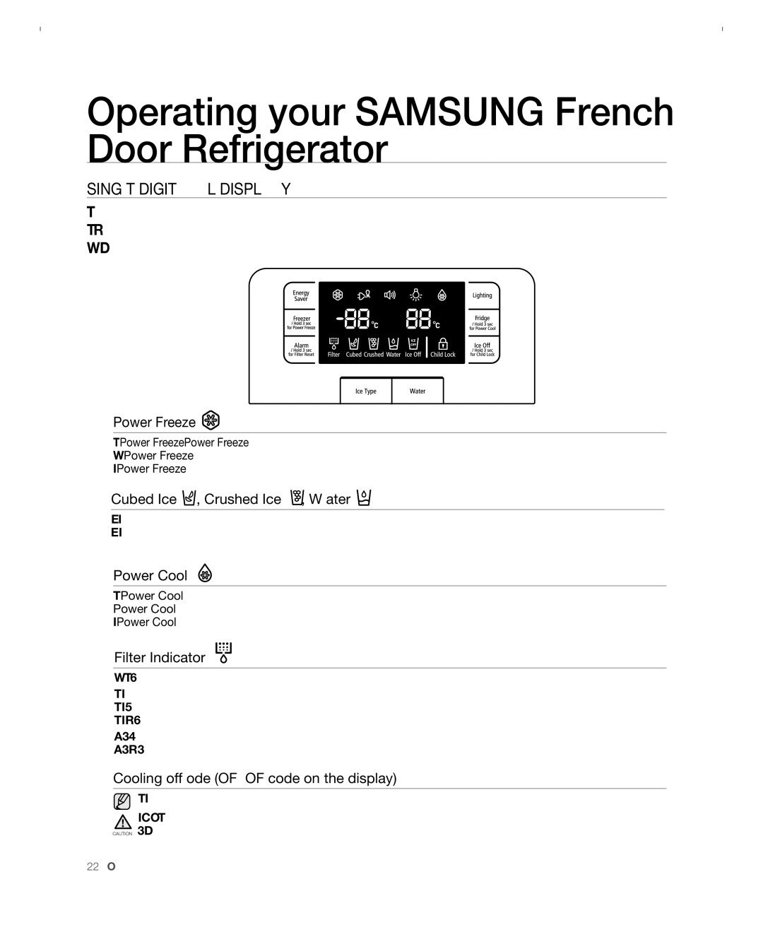 Samsung RFG297ACBP user manual Using the Digital Display 