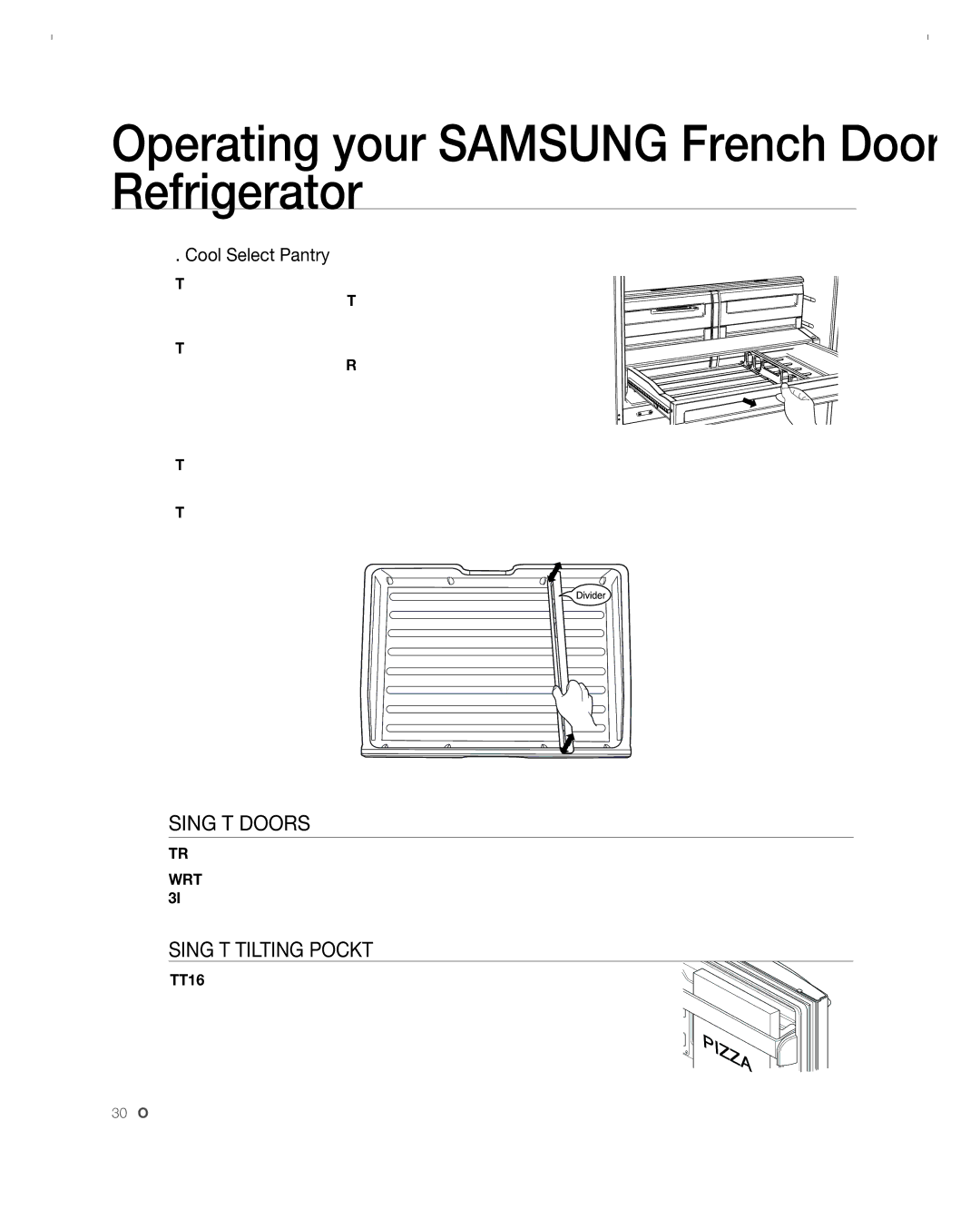 Samsung RFG297ACBP user manual Using tHe DooRs, UsinG tHE tiLtinG PoCKEt, Cool Select Pantry 