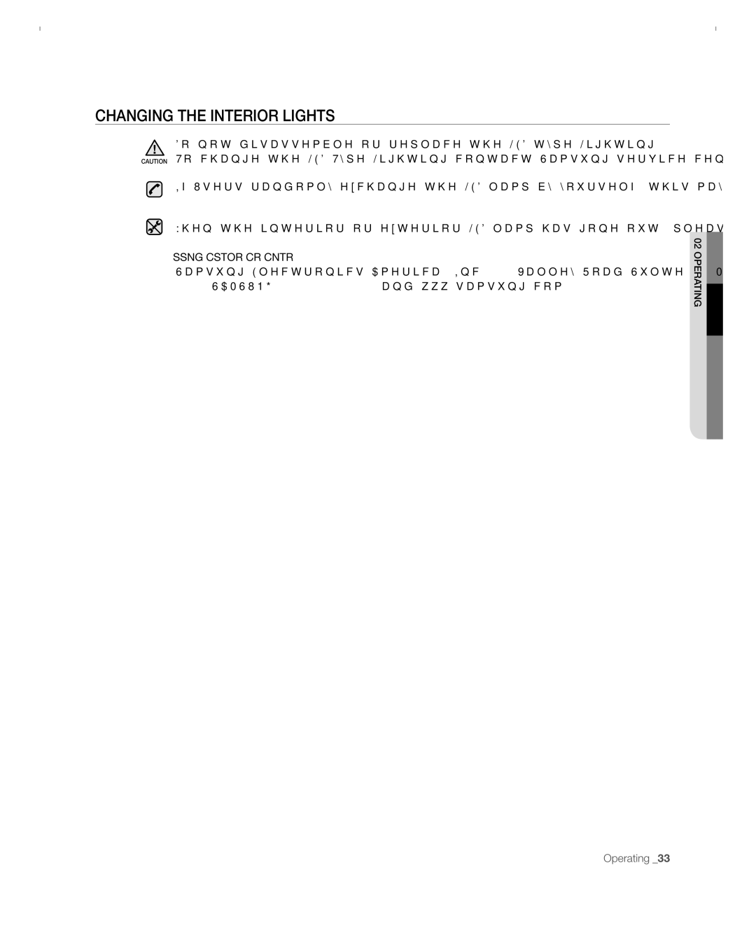 Samsung RFG297ACBP user manual Changing the Interior LigHtS 