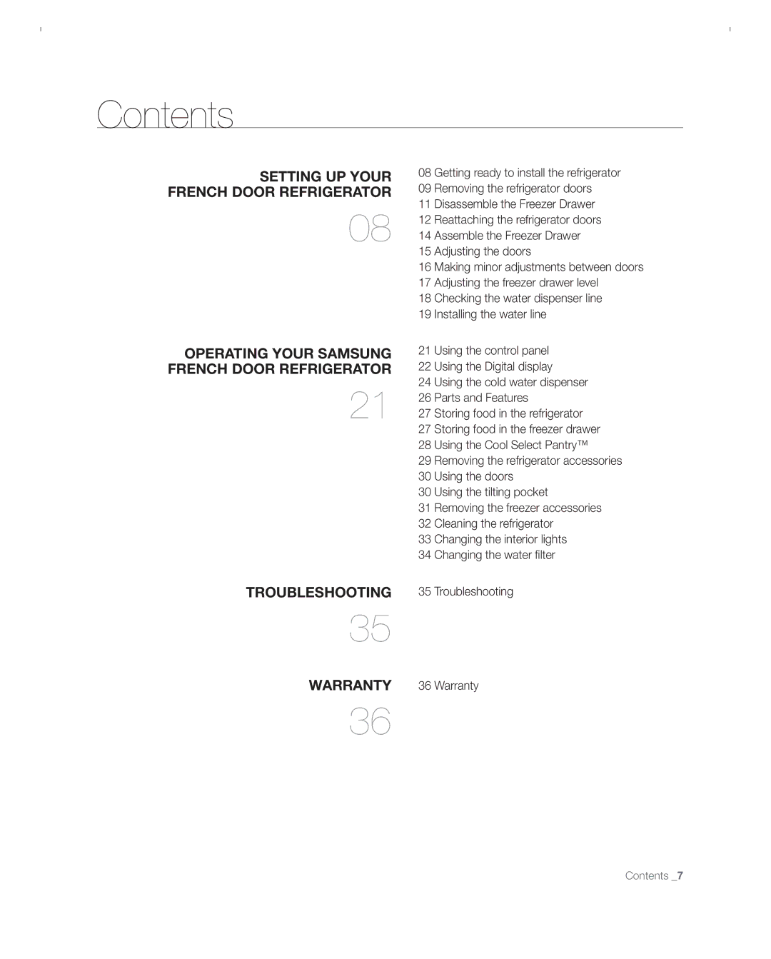 Samsung RFG297ACBP user manual Contents 