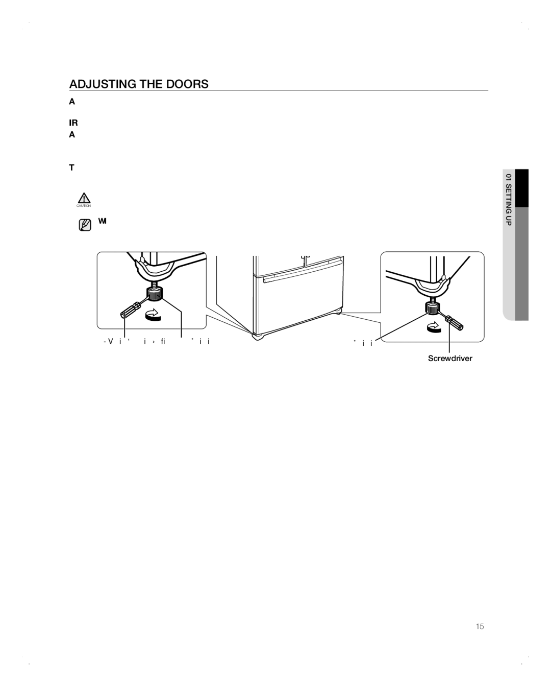 Samsung RFG298AARS user manual ADJustinG tHE DooRs 