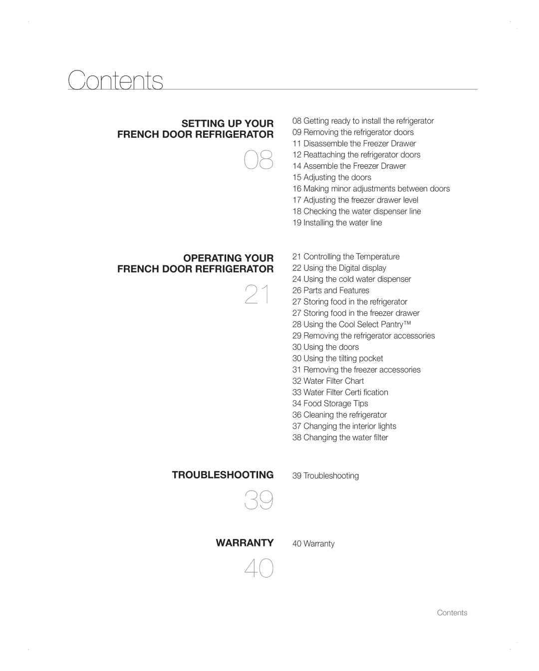 Samsung RFG298AARS user manual Contents 