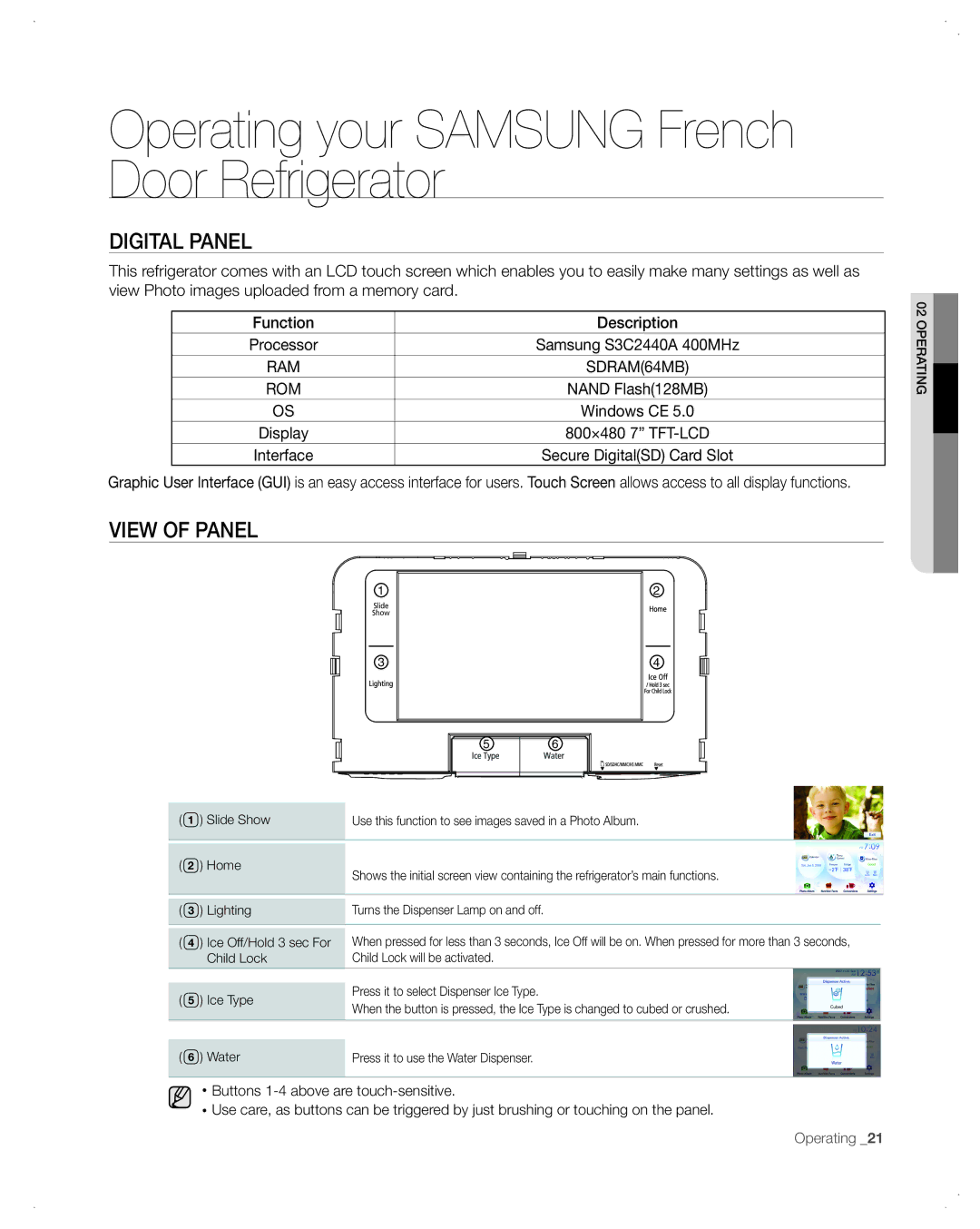 Samsung RFG299AA user manual Digital Panel, View of Panel 