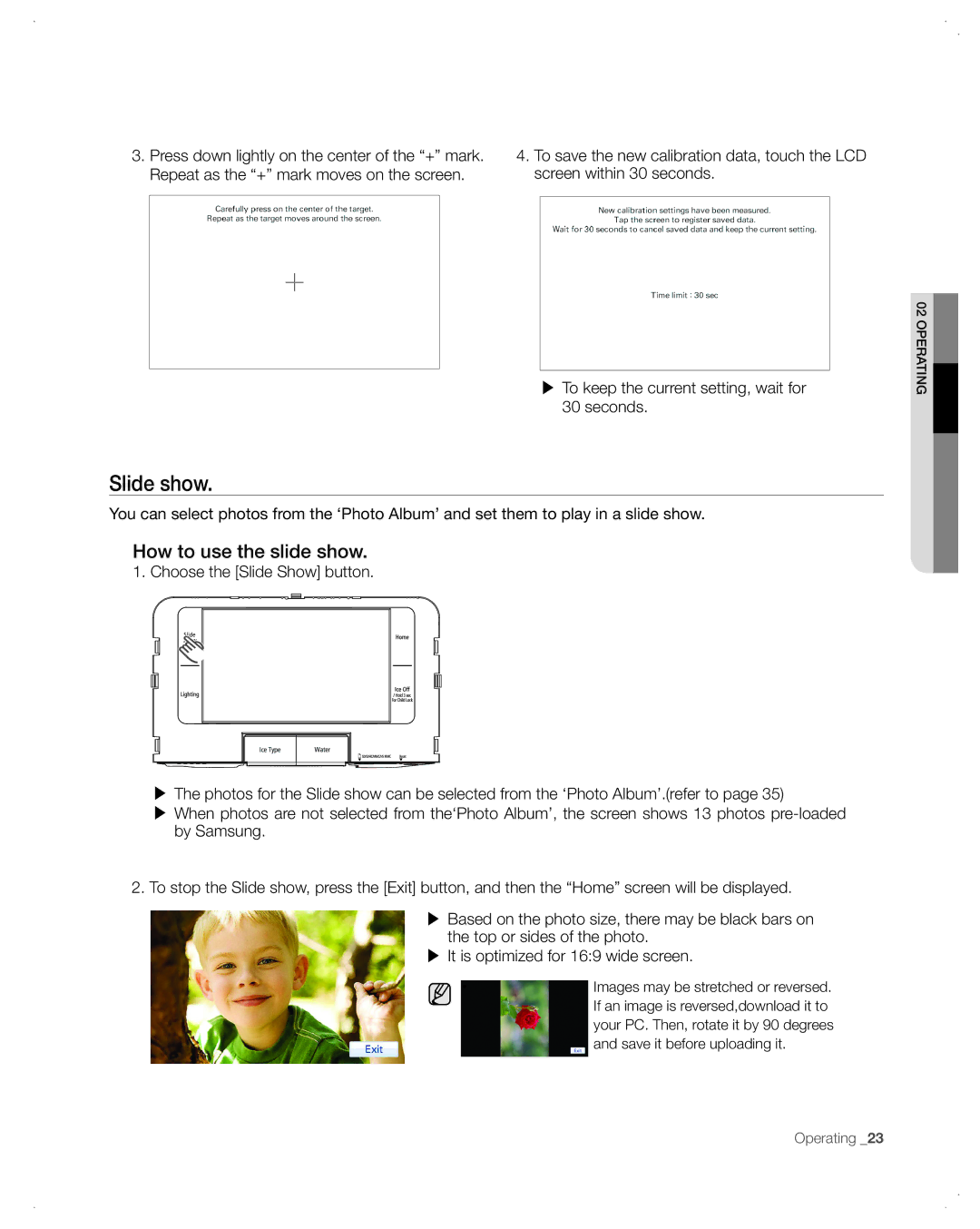 Samsung RFG299AA user manual Slide show, How to use the slide show, Choose the Slide Show button 