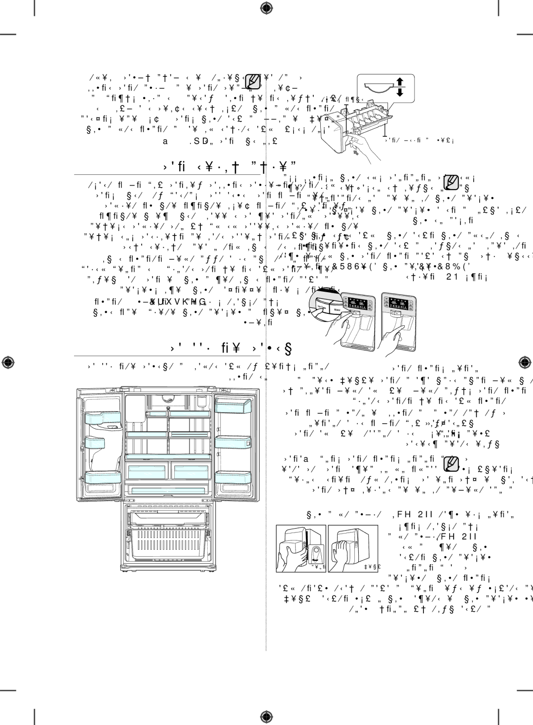 Samsung RFG29DEPN1/SML manual םימ לופרע תעפות, םינייפאמו םיקלח, םימה ןקתמב שומיש, חרק תנכה תקספה Ice Off היצקנופב שומיש 