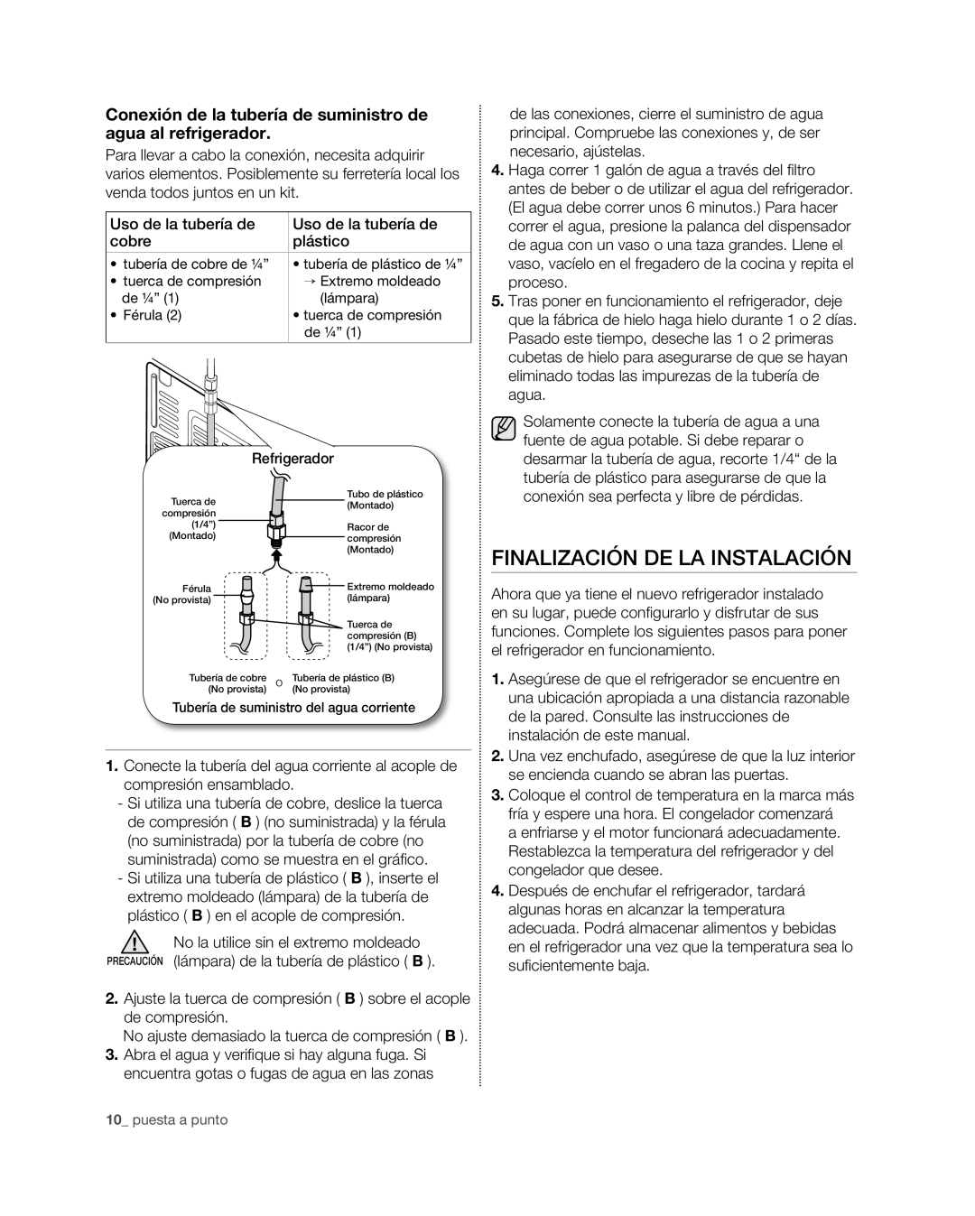 Samsung RFG298HD, RFG29PHD, RFG29THD, RFG297HD, RFG296HD user manual Finalización DE LA Instalación, Refrigerador 