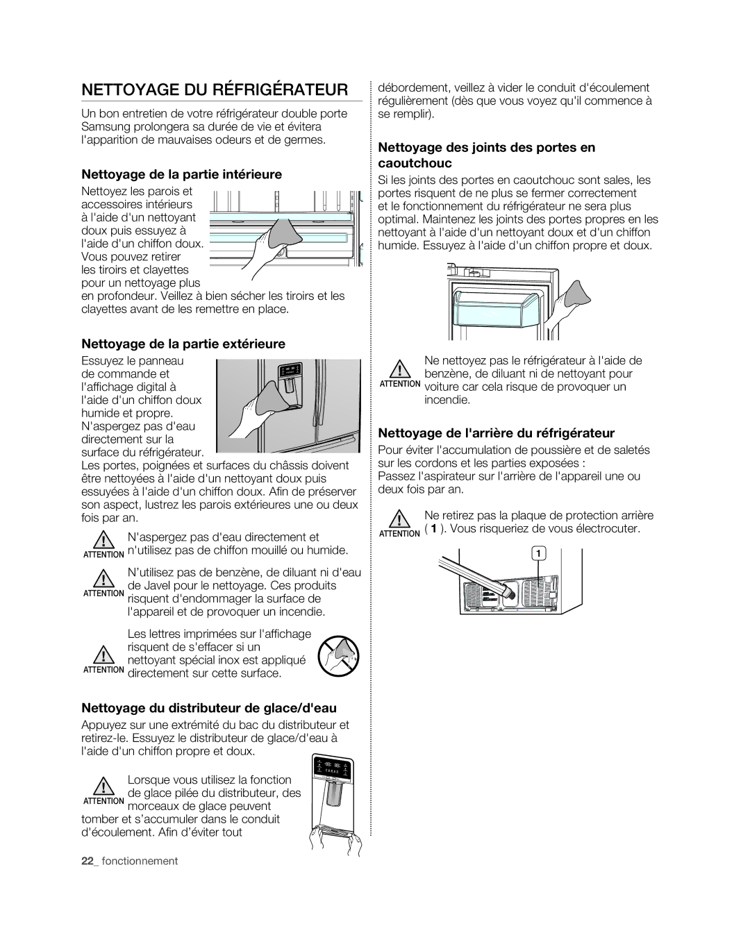 Samsung RFG296HD, RFG29PHD, RFG298HD, RFG29THD, RFG297HD user manual Nettoyage DU Réfrigérateur 