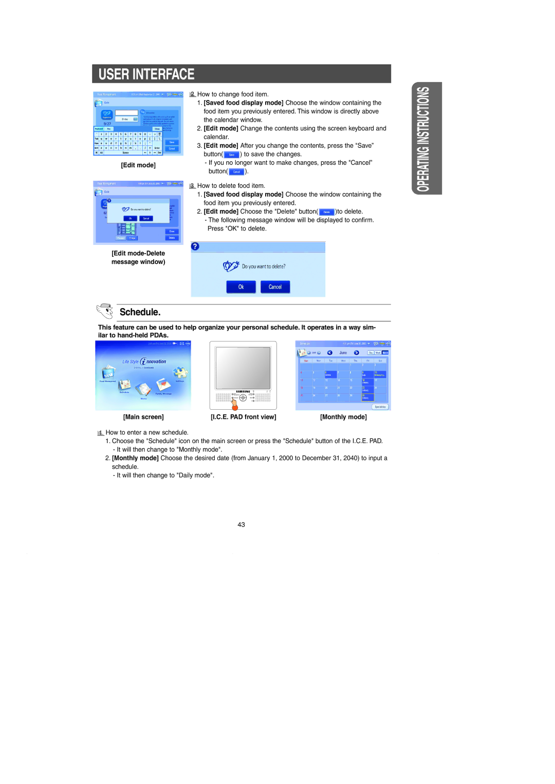 Samsung RH269LBSH owner manual Schedule, Edit mode 