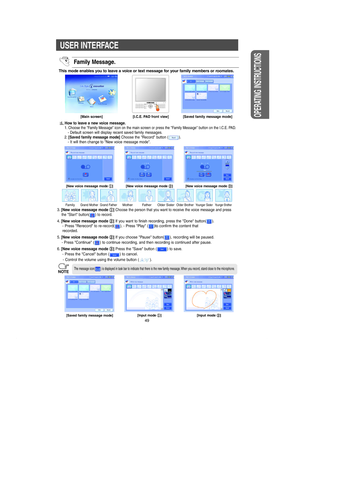 Samsung RH269LBSH owner manual Family Message, How to leave a new voice message, New voice message mode 