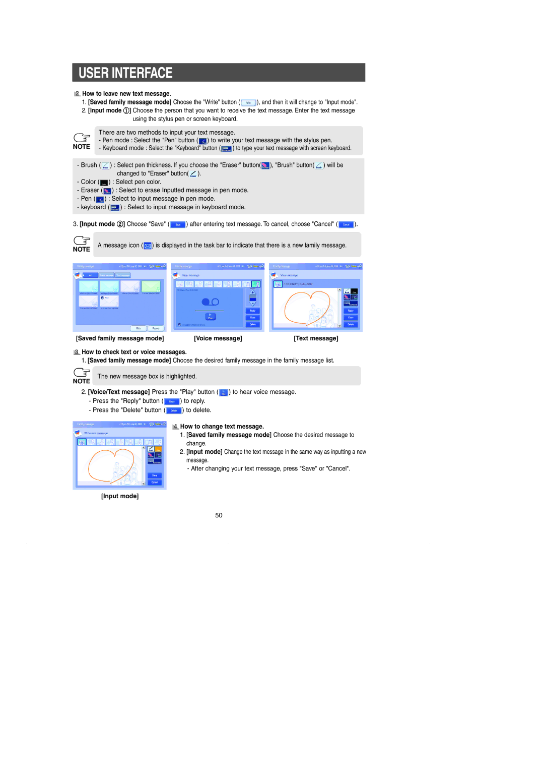 Samsung RH269LBSH owner manual How to leave new text message, Input mode 