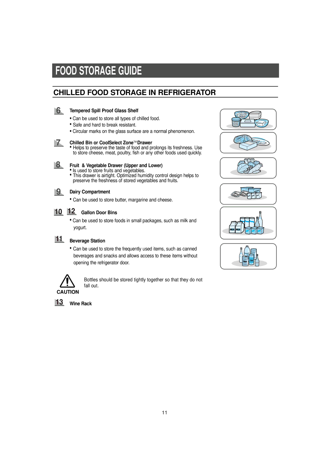 Samsung RH2777AT/XAA manual Chilled Food Storage in Refrigerator 