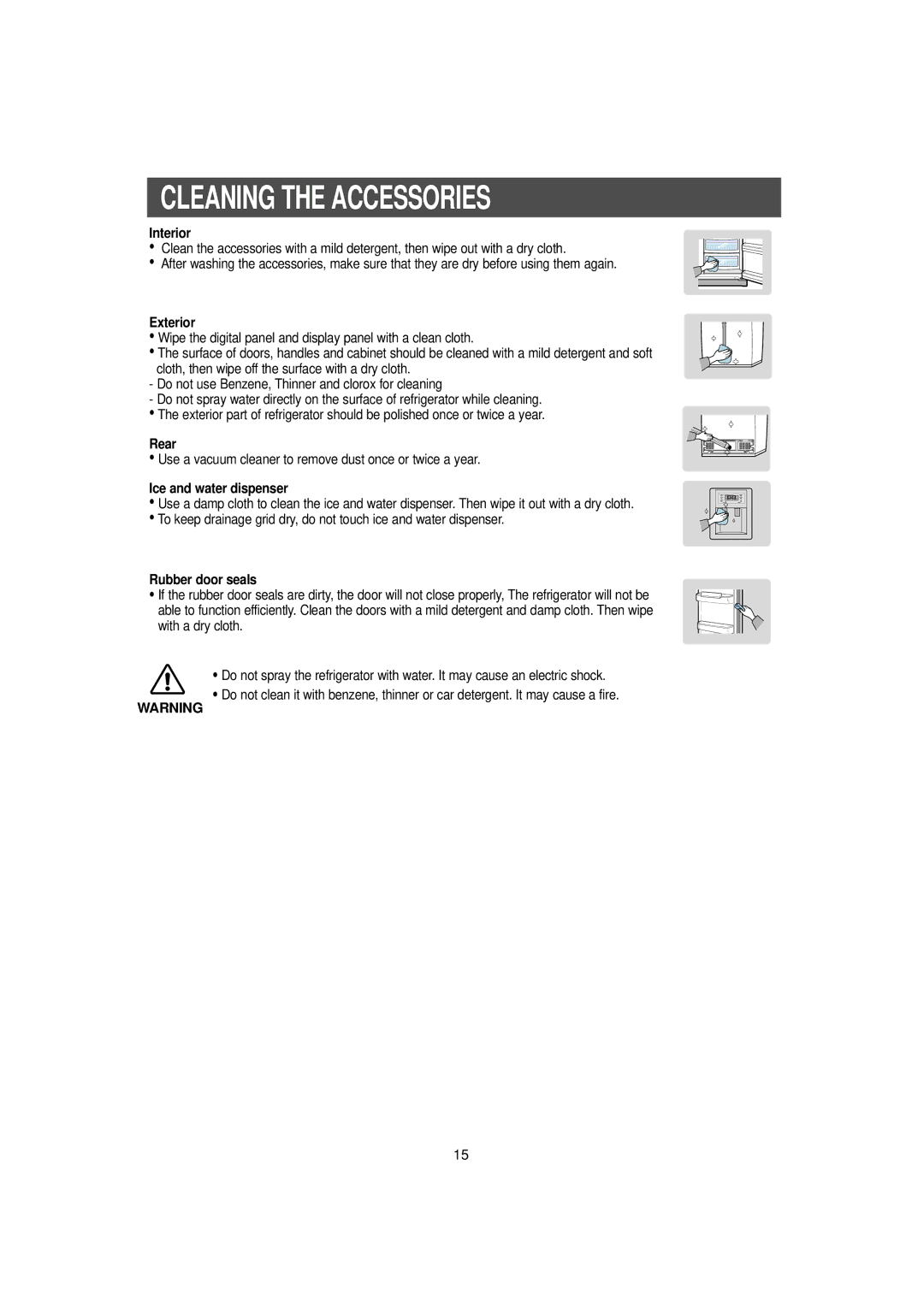 Samsung RH2777AT/XAA manual Cleaning the Accessories 