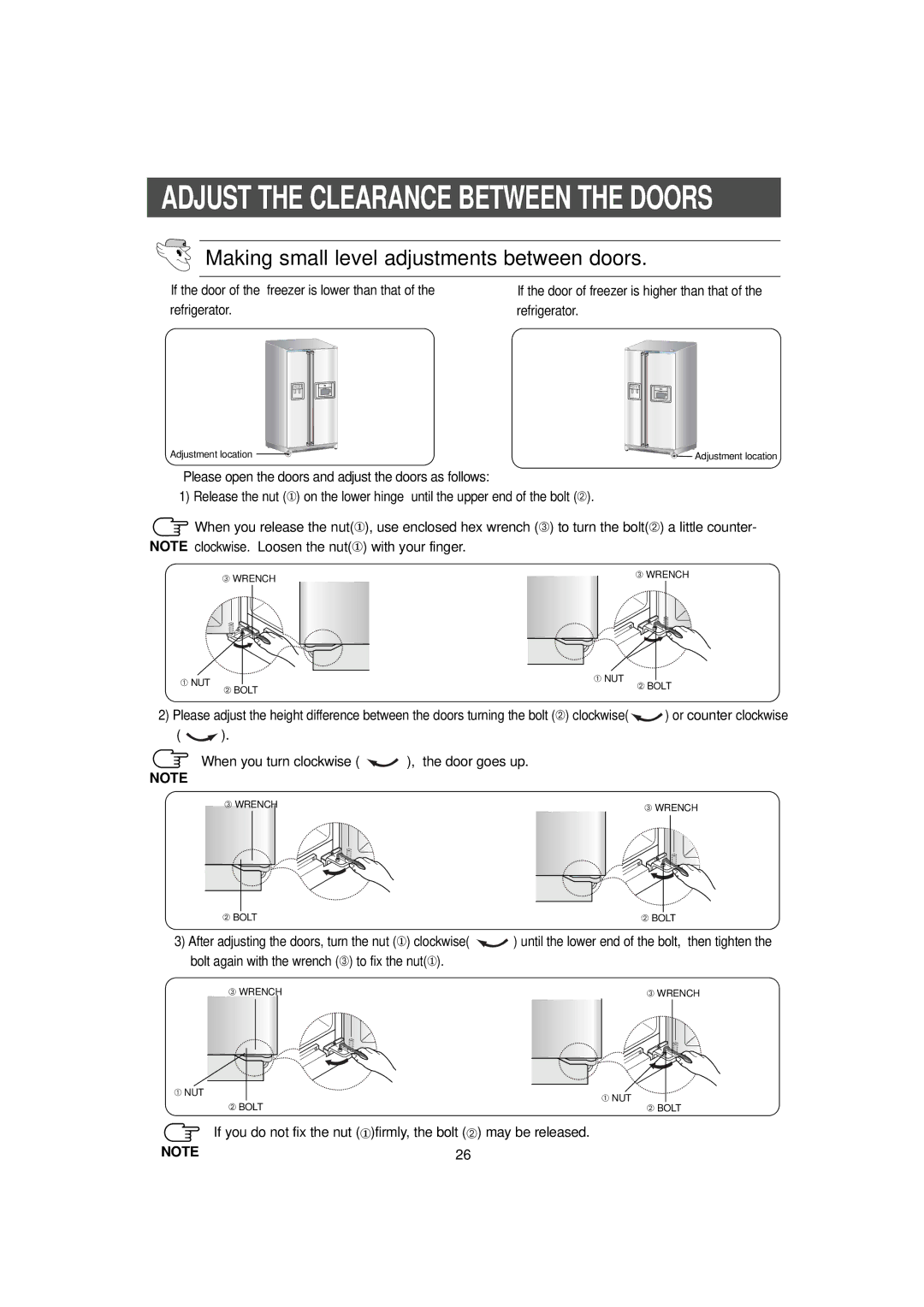 Samsung RH2777AT/XAA manual If the door of the freezer is lower than that, Refrigerator 